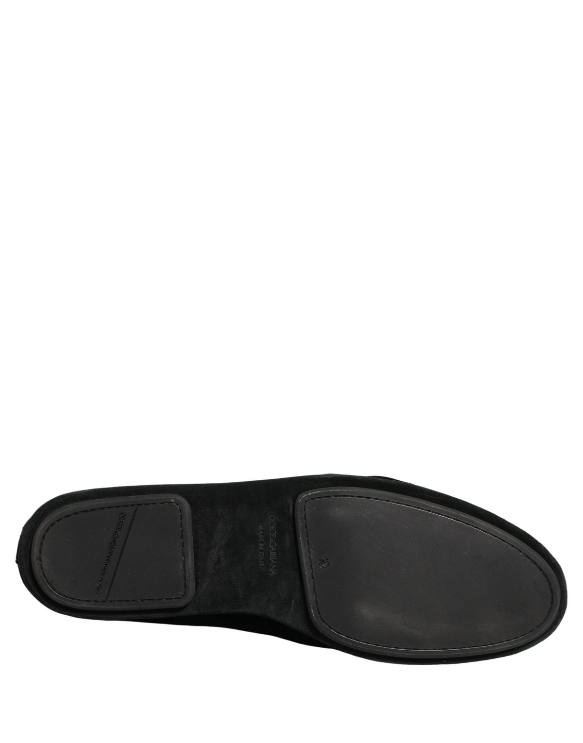 Dolce & Gabbana Schwarze Loafer mit Samt und Kronenstickerei