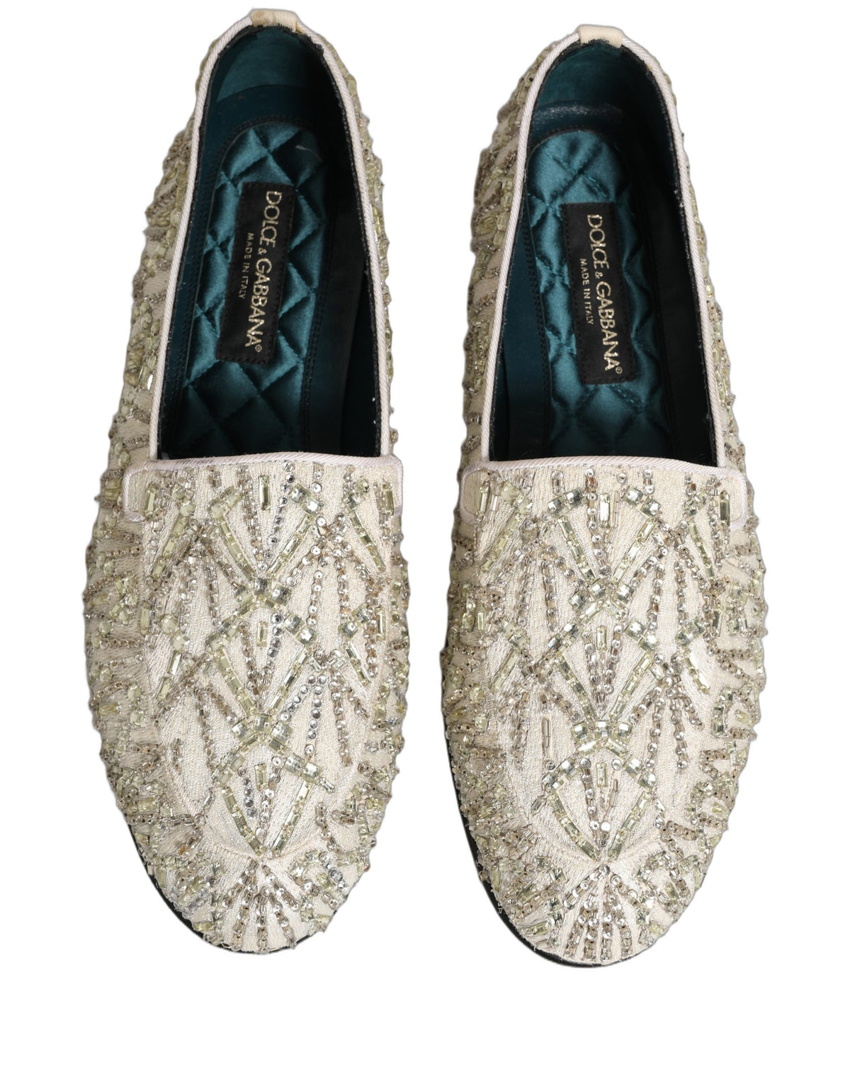 Dolce & Gabbana Weiße Samt-Loafer mit Stickerei