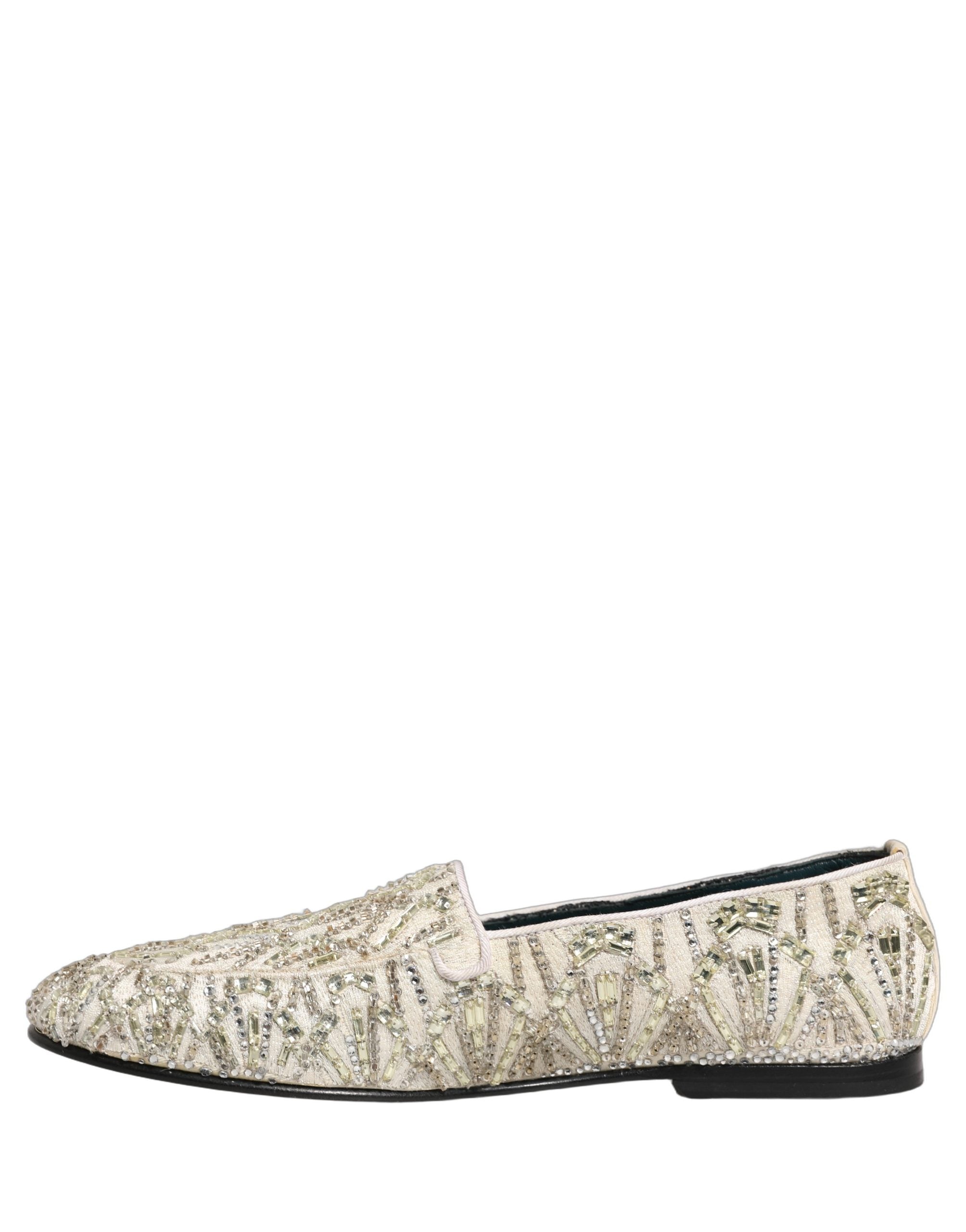 Dolce & Gabbana Weiße Samt-Loafer mit Stickerei