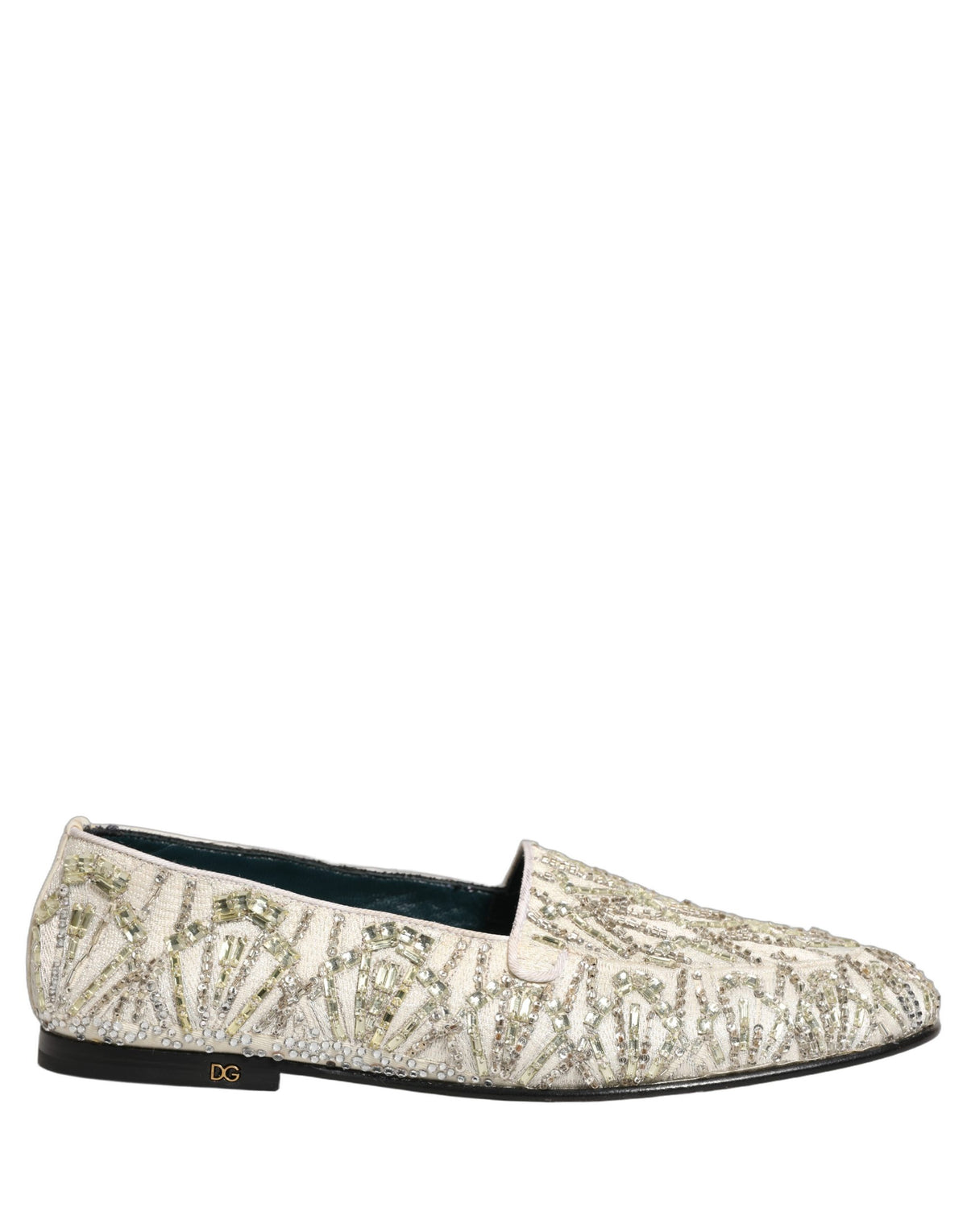 Dolce & Gabbana Weiße Samt-Loafer mit Stickerei