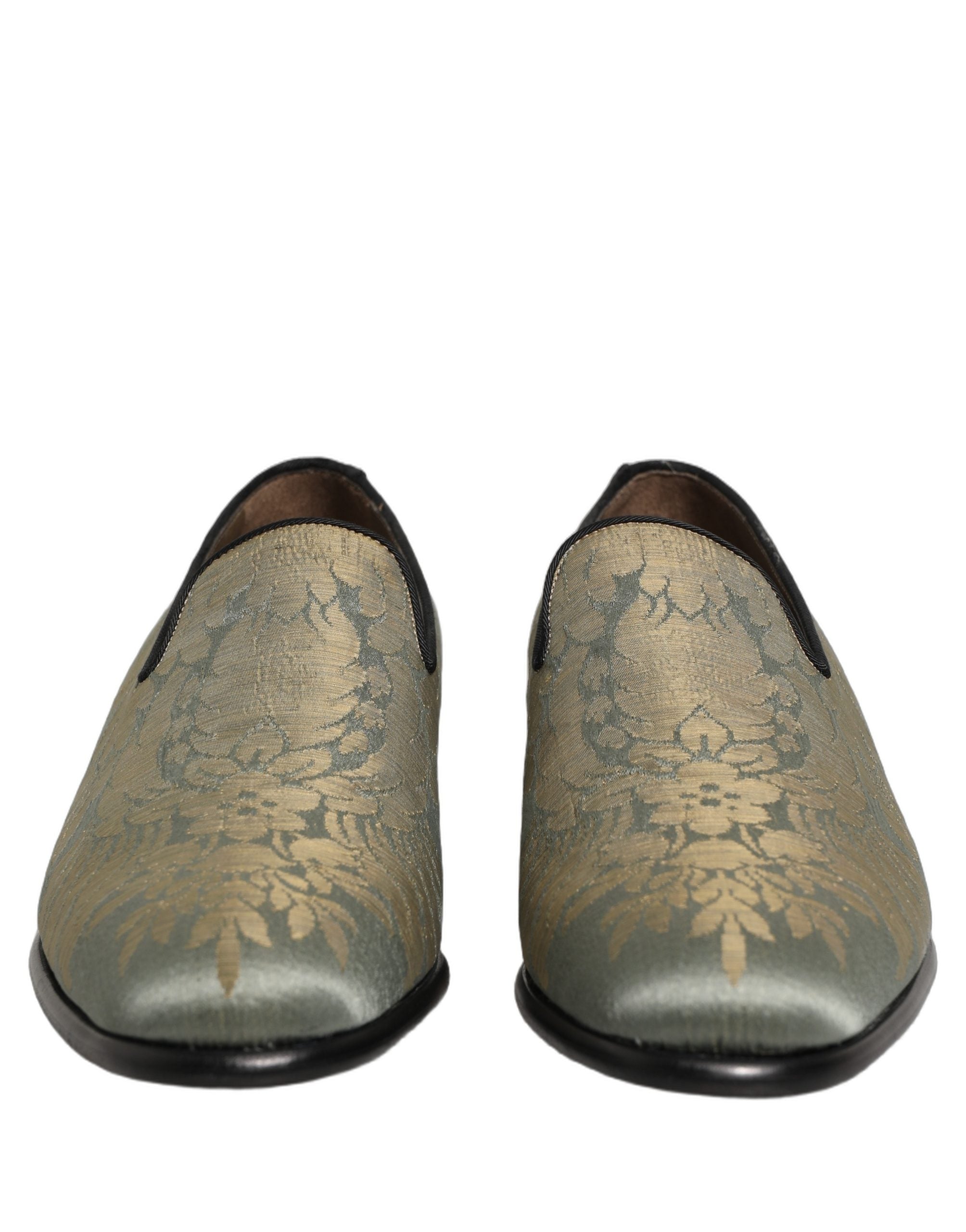 Dolce & Gabbana Goldfarbene Jacquard-Loafer zum Hineinschlüpfen