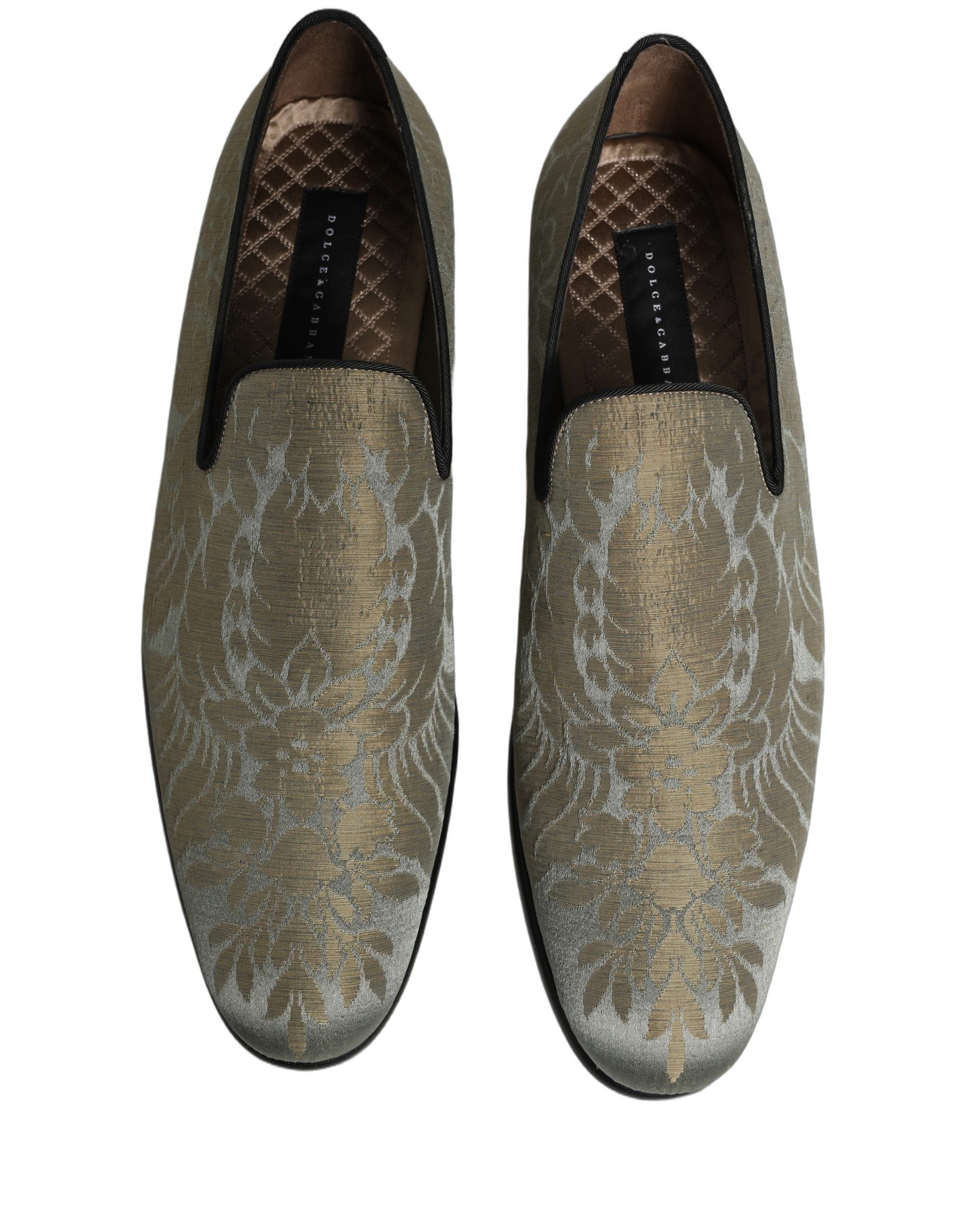 Dolce & Gabbana Goldfarbene Jacquard-Loafer zum Hineinschlüpfen