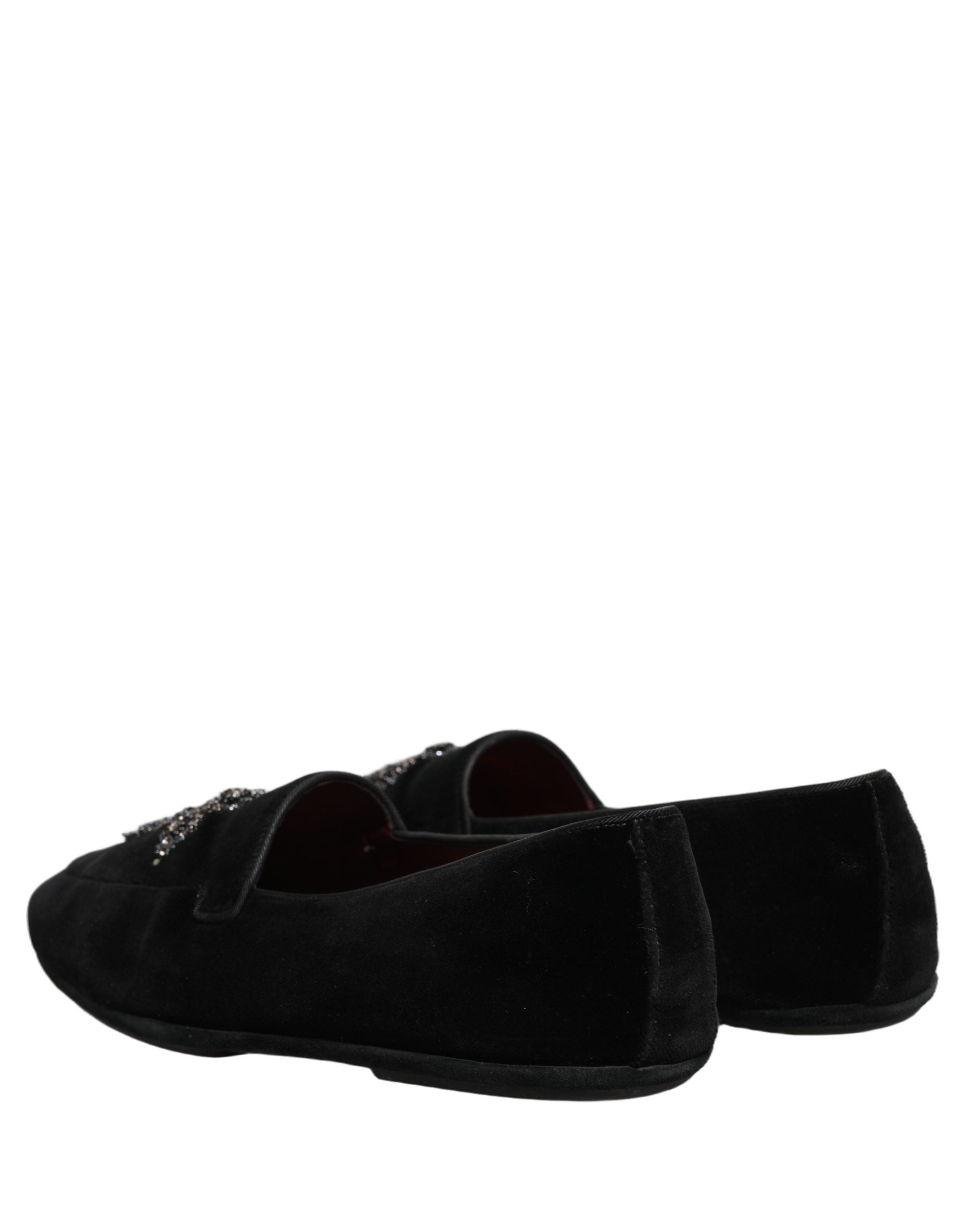 Dolce & Gabbana Schwarze Mokassins aus Wildleder mit Verzierungen