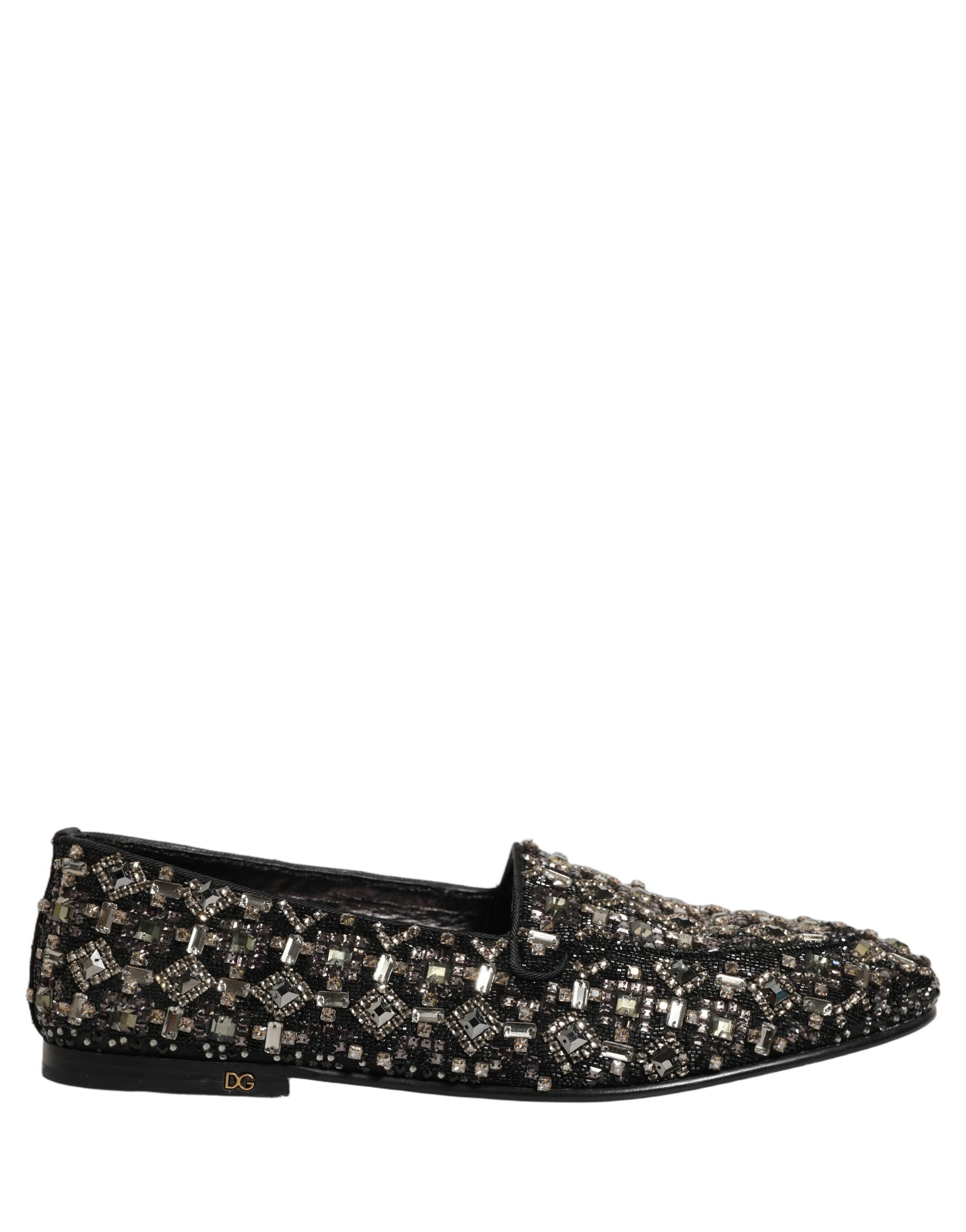 Dolce & Gabbana Silberne Leder Loafer mit Logo zum Hineinschlüpfen