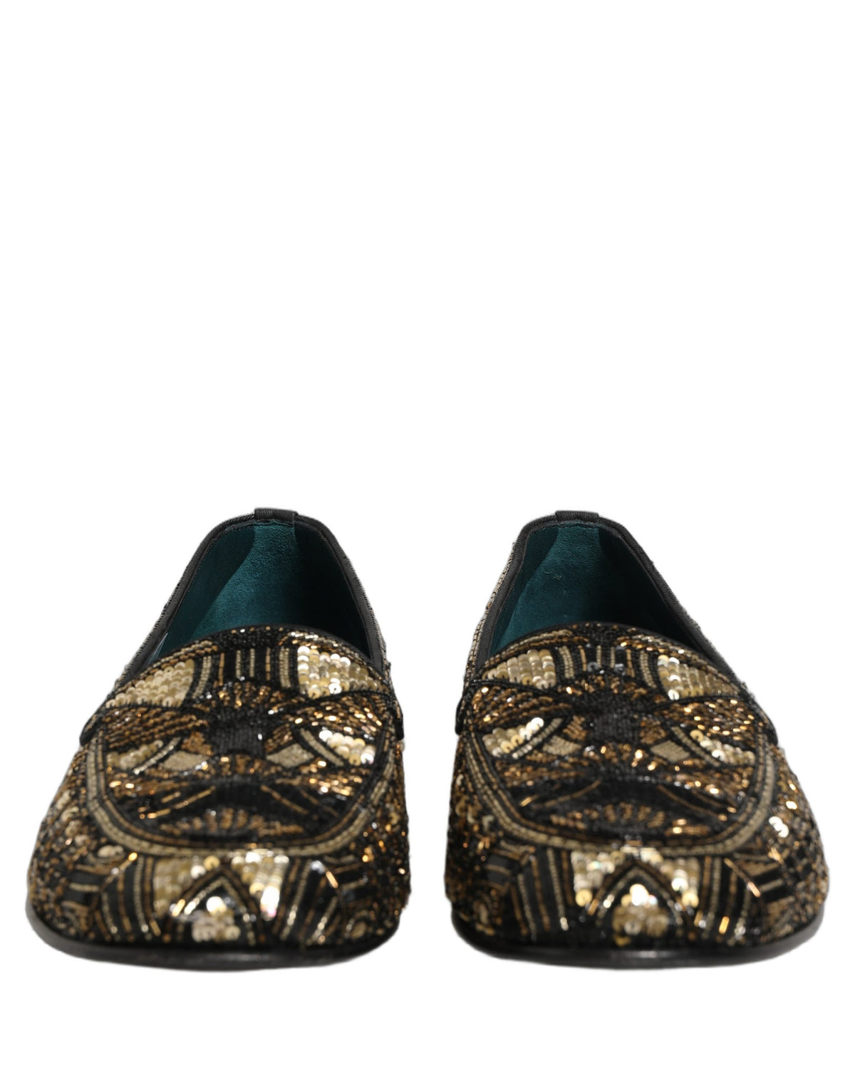 Dolce & Gabbana Schwarze Loafer mit Goldverzierungen