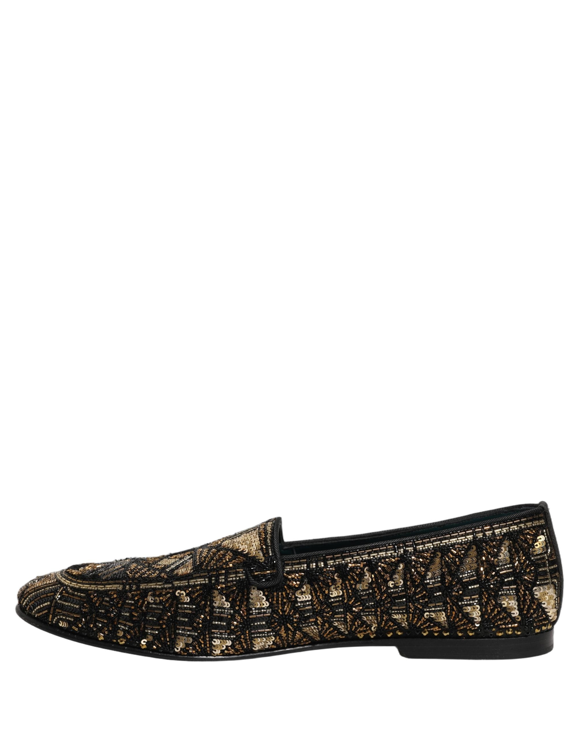 Dolce & Gabbana Schwarze Loafer mit Goldverzierungen