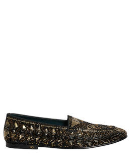 Dolce & Gabbana Schwarze Loafer mit Goldverzierungen