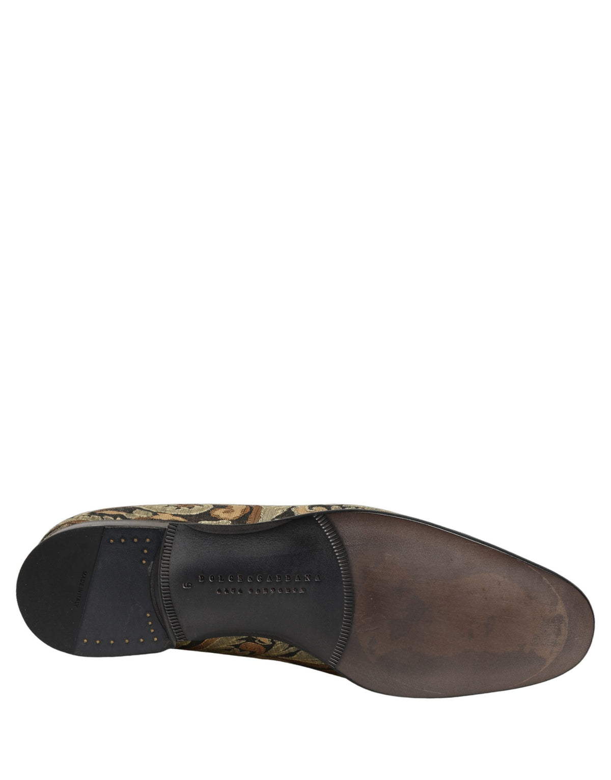 Dolce & Gabbana Gold Brokat Loafer-Slipper für Herren