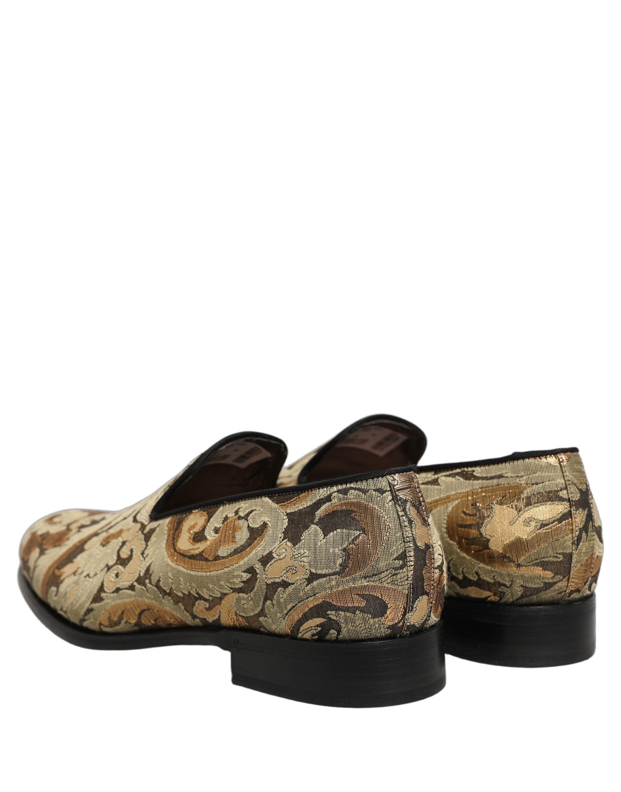 Dolce & Gabbana Gold Brokat Loafer-Slipper für Herren
