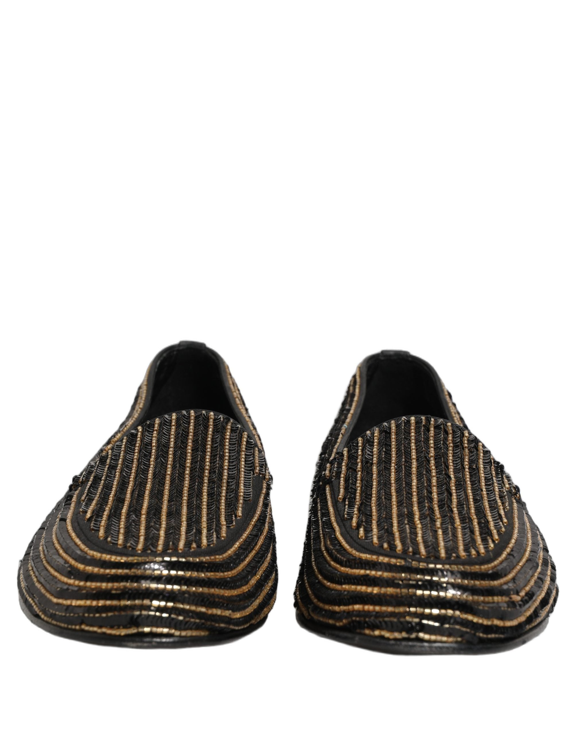 Dolce & Gabbana Schwarze Loafer für Herren mit goldenen Pailletten