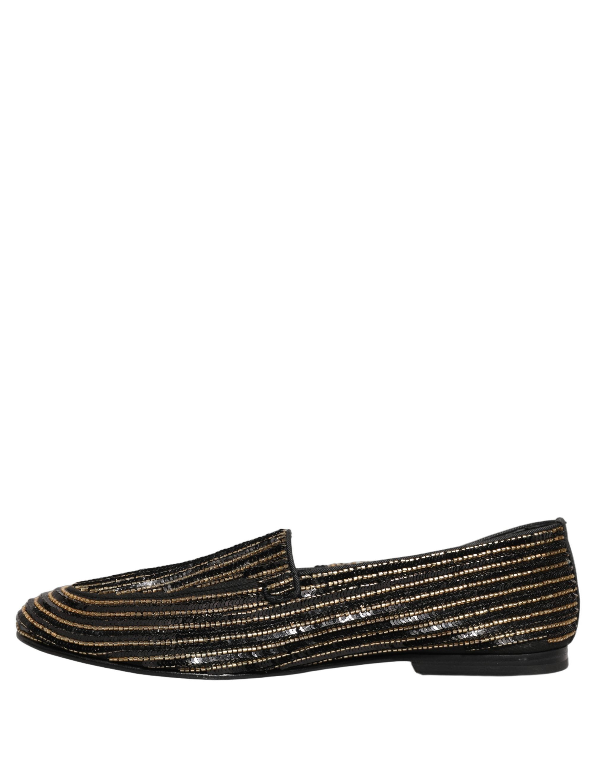 Dolce & Gabbana Schwarze Loafer für Herren mit goldenen Pailletten