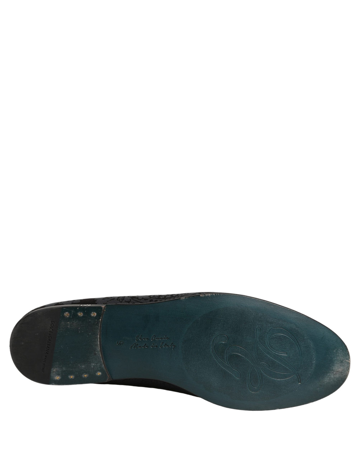 Dolce & Gabbana Blaue Jacquard-Loafer aus Leder zum Hineinschlüpfen