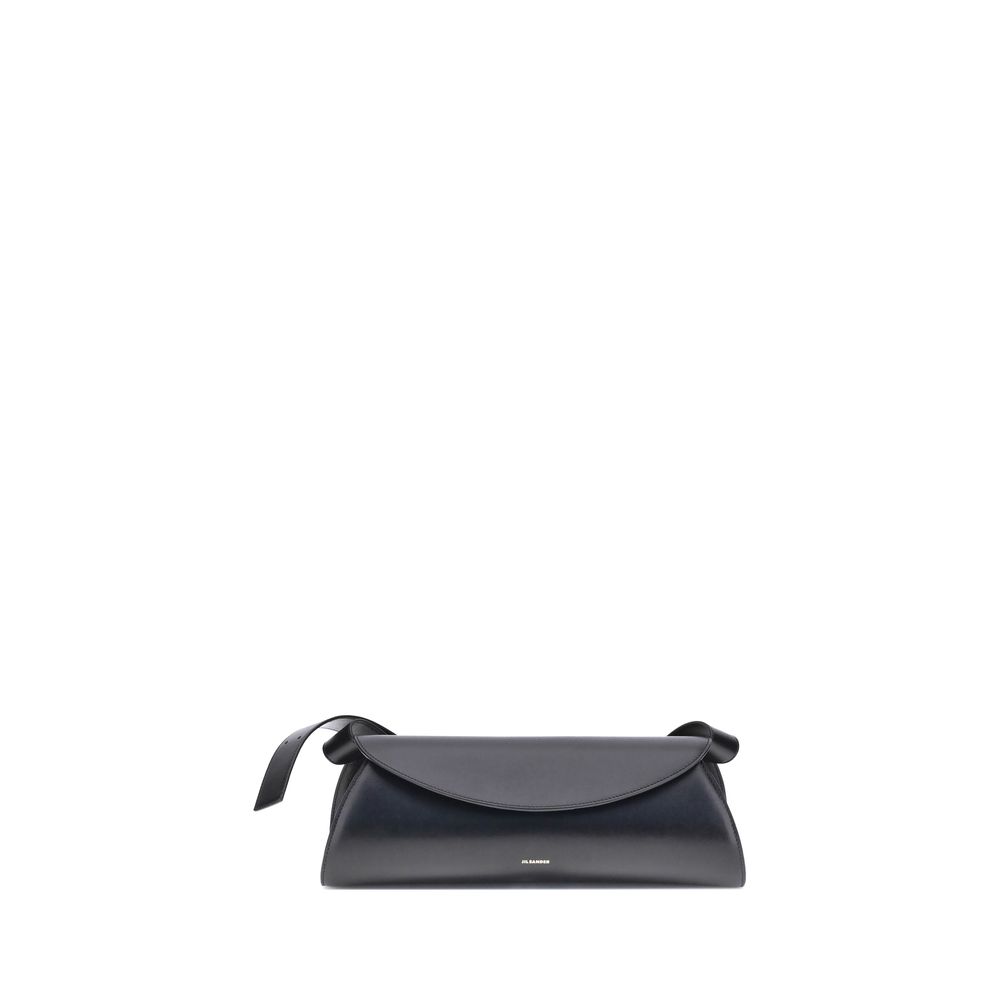 Jil Sander Schwarze Bos Taurus Kalbsleder Schultertasche