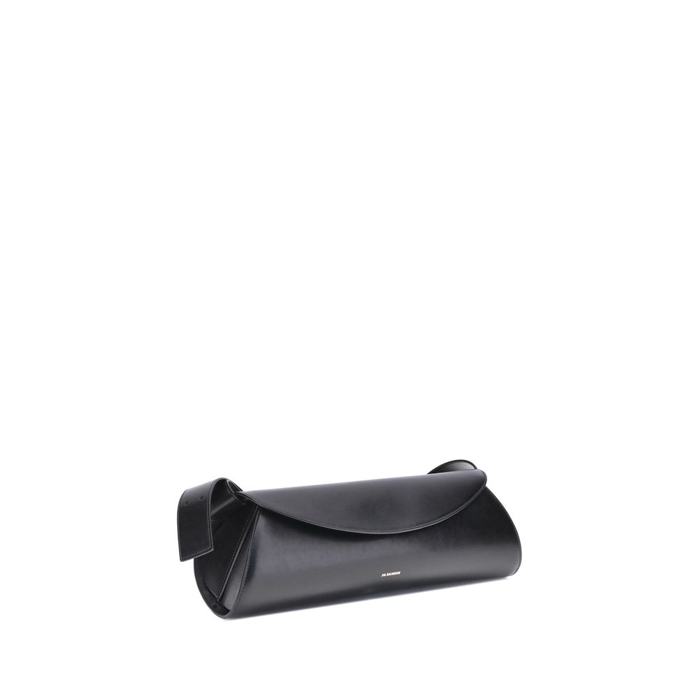 Jil Sander Schwarze Bos Taurus Kalbsleder Schultertasche