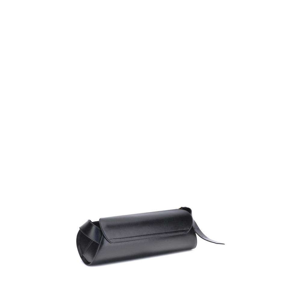 Jil Sander Schwarze Bos Taurus Kalbsleder Schultertasche