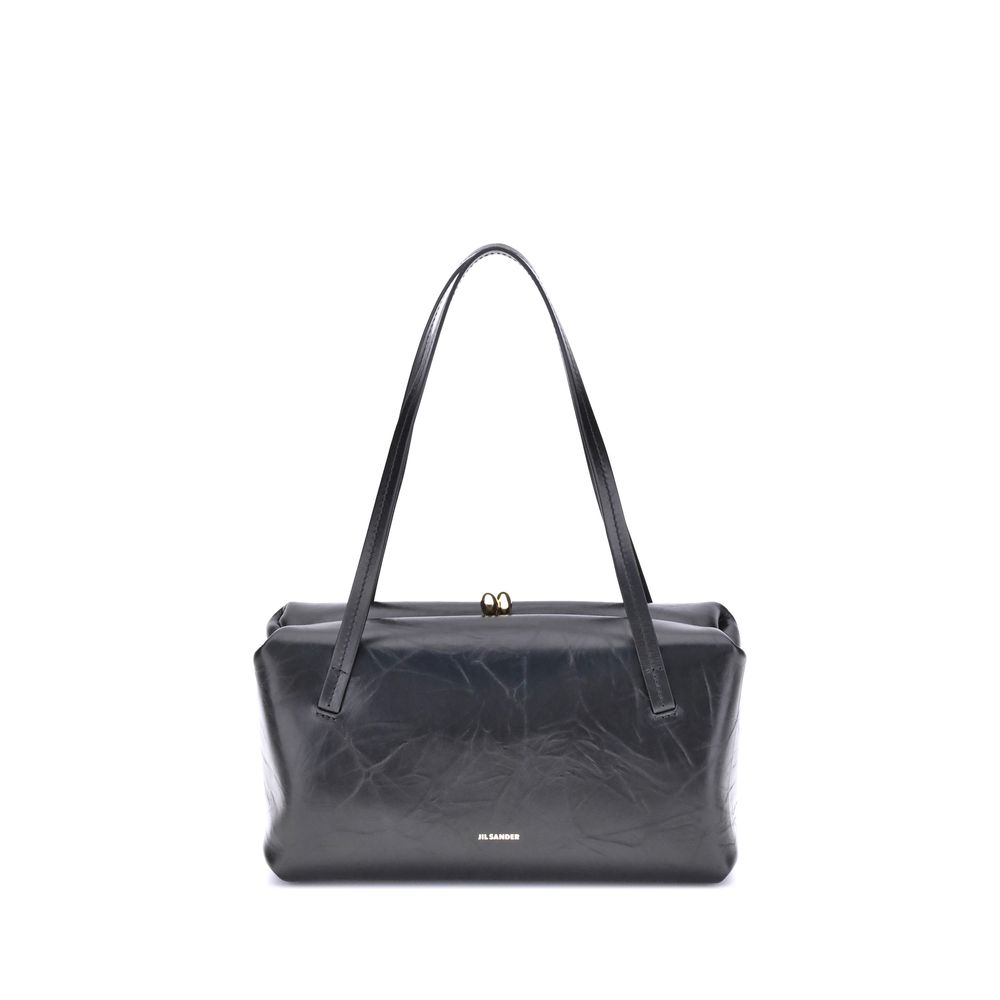 Jil Sander Schwarze Bos Taurus Kalbsleder Schultertasche