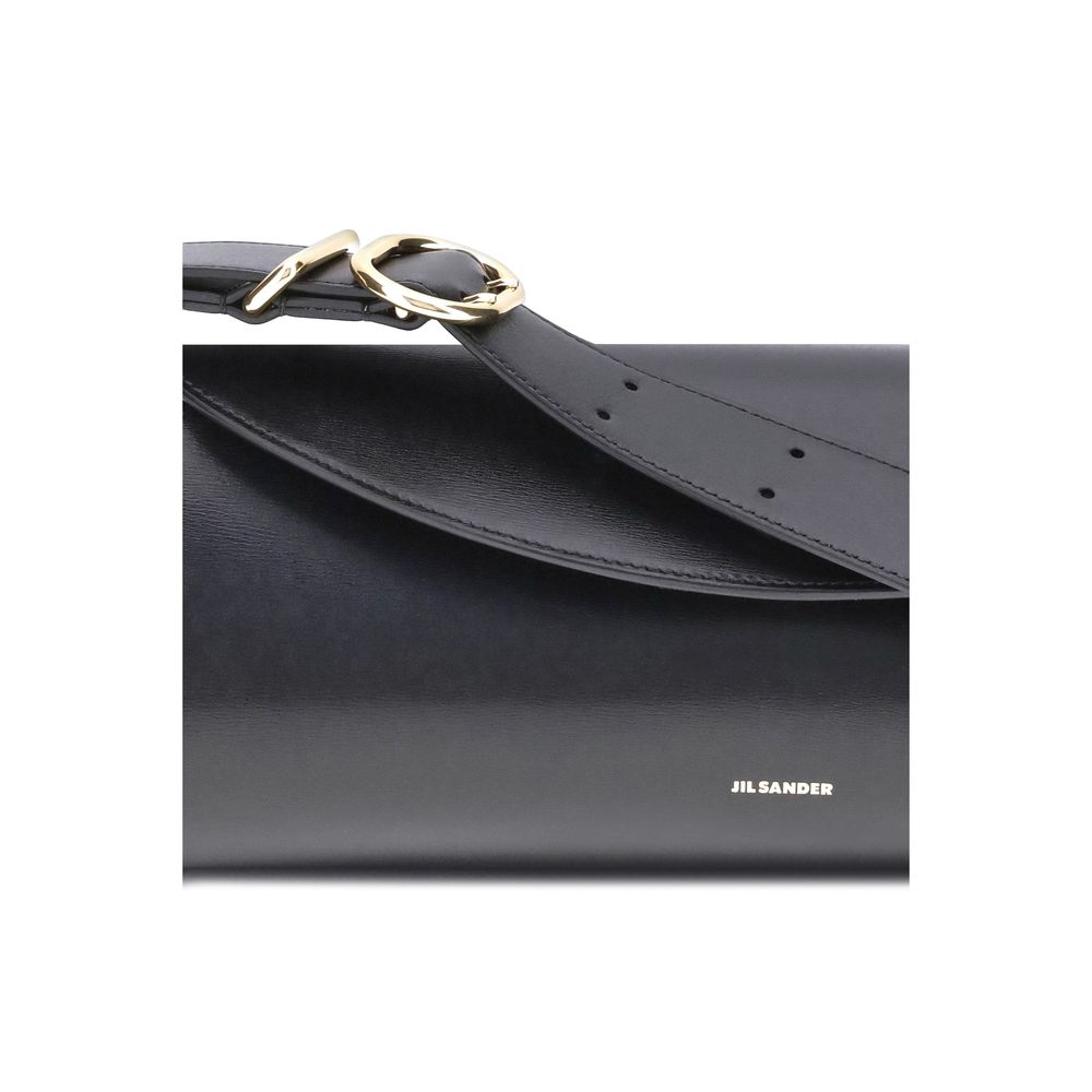 Jil Sander Schwarze Bos Taurus Kalbsleder Schultertasche