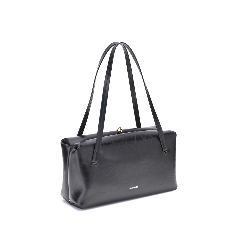Jil Sander Schwarze Bos Taurus Kalbsleder Schultertasche