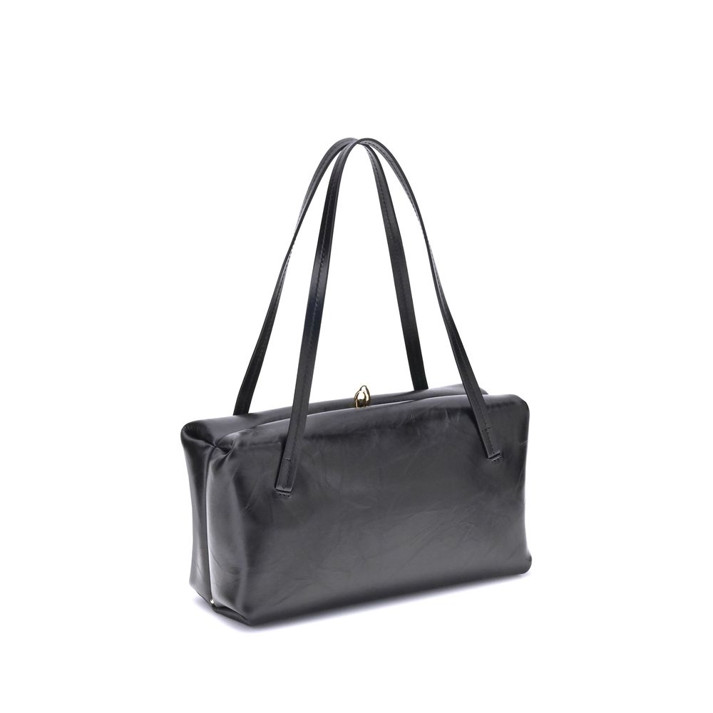Jil Sander Schwarze Bos Taurus Kalbsleder Schultertasche