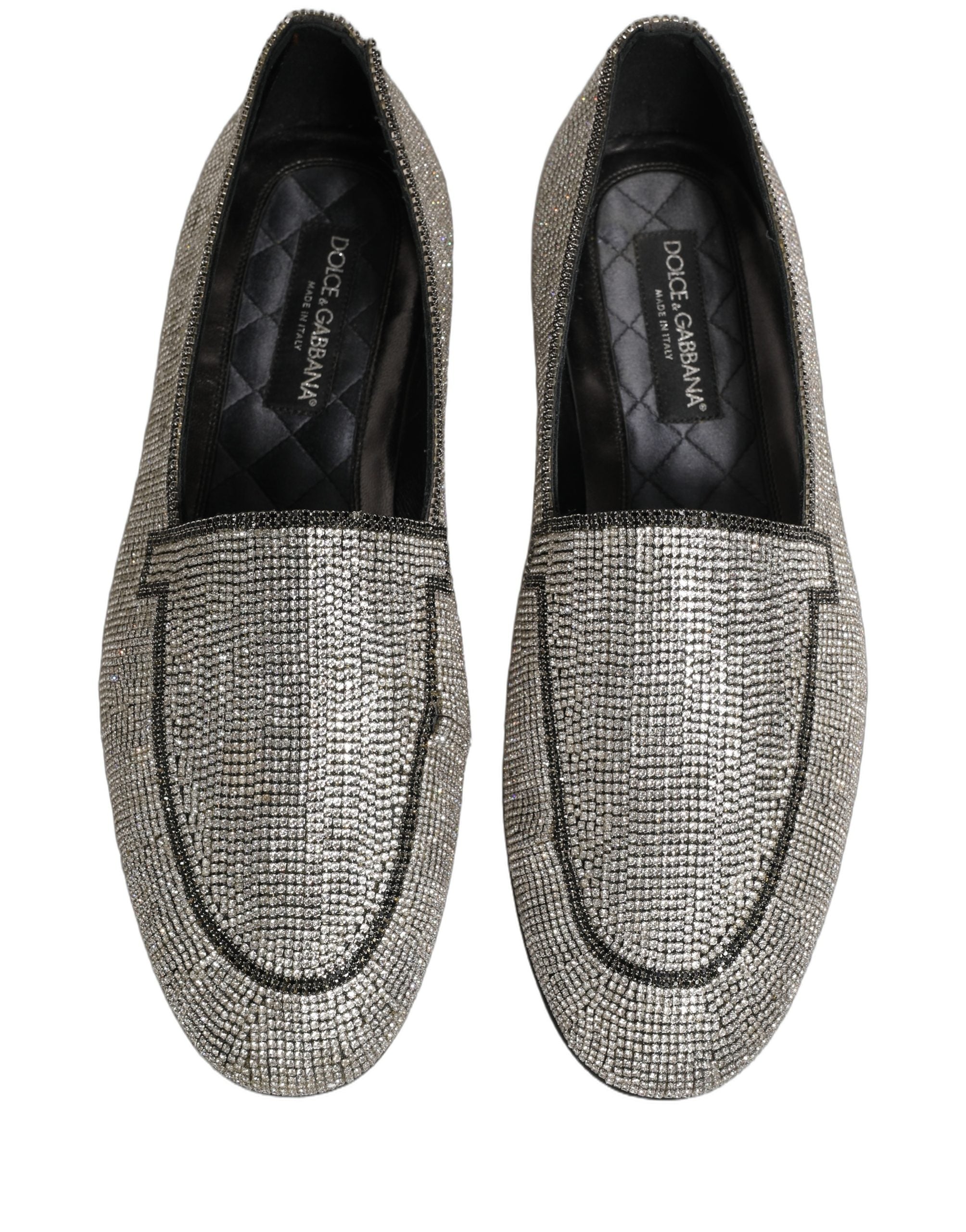 Dolce & Gabbana Herren-Loafer mit silbernen Kristall-Verzierungen