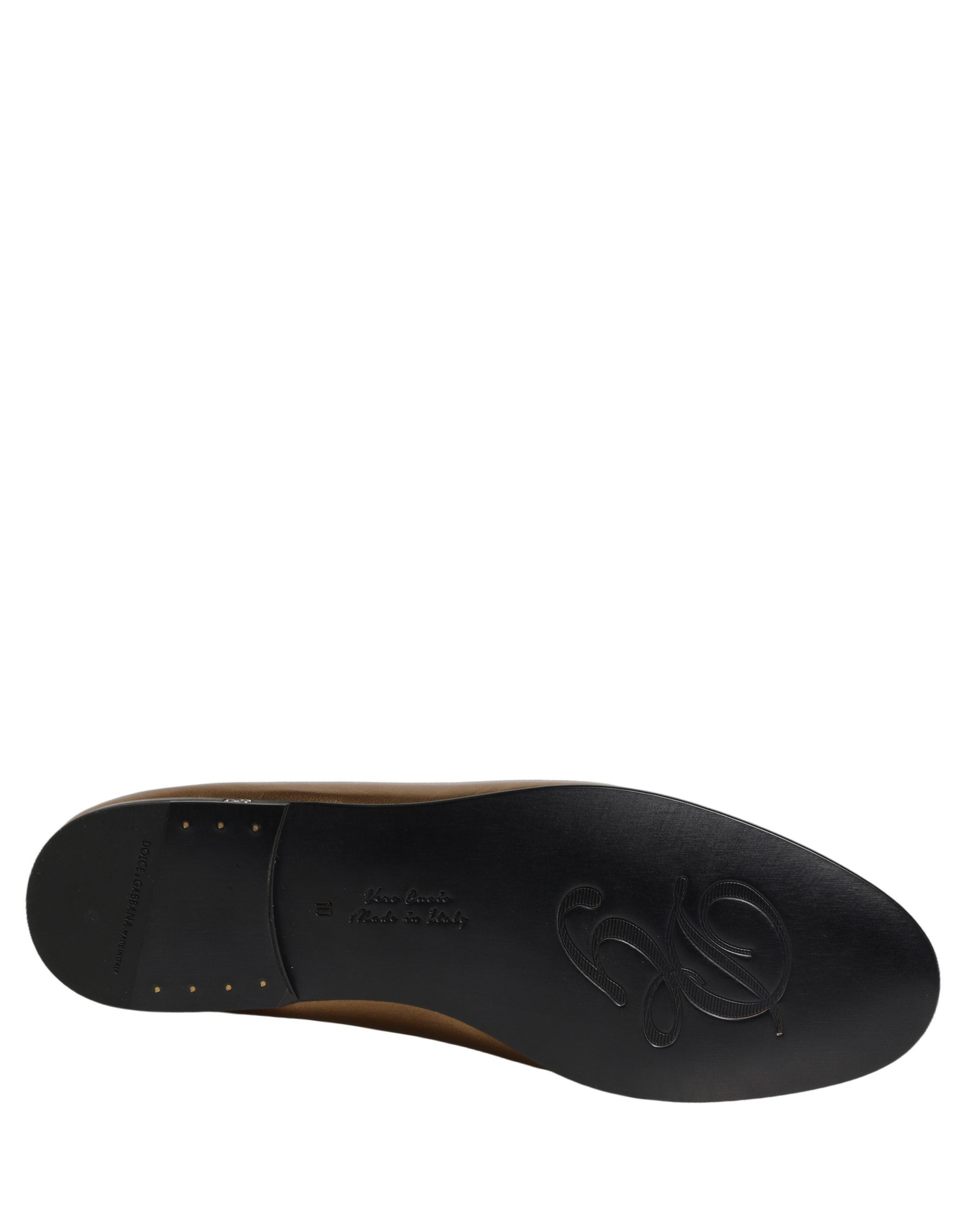 Dolce & Gabbana Goldfarbene Leder DG Logo Slipper Loafer für Herren