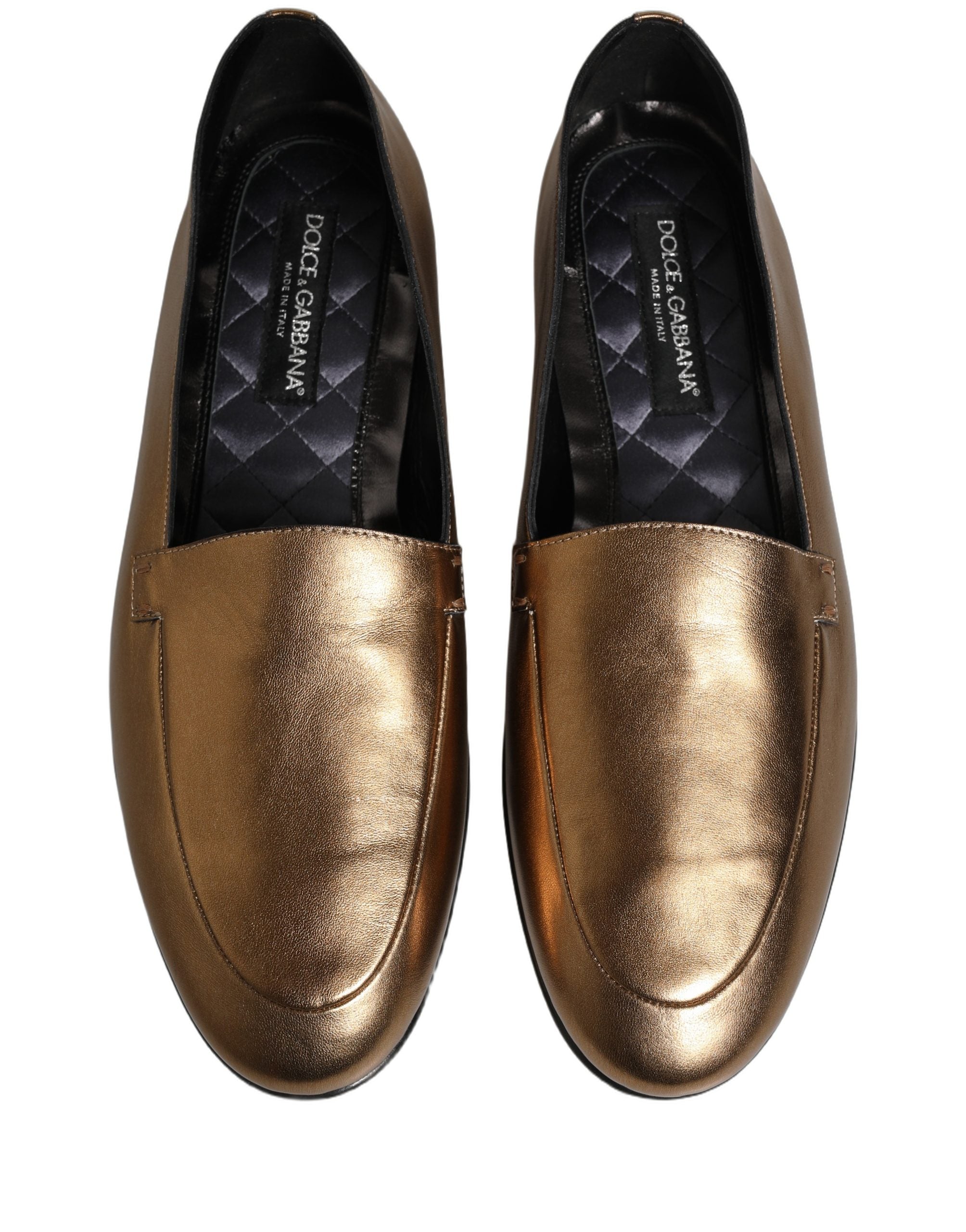 Dolce & Gabbana Goldfarbene Leder DG Logo Slipper Loafer für Herren