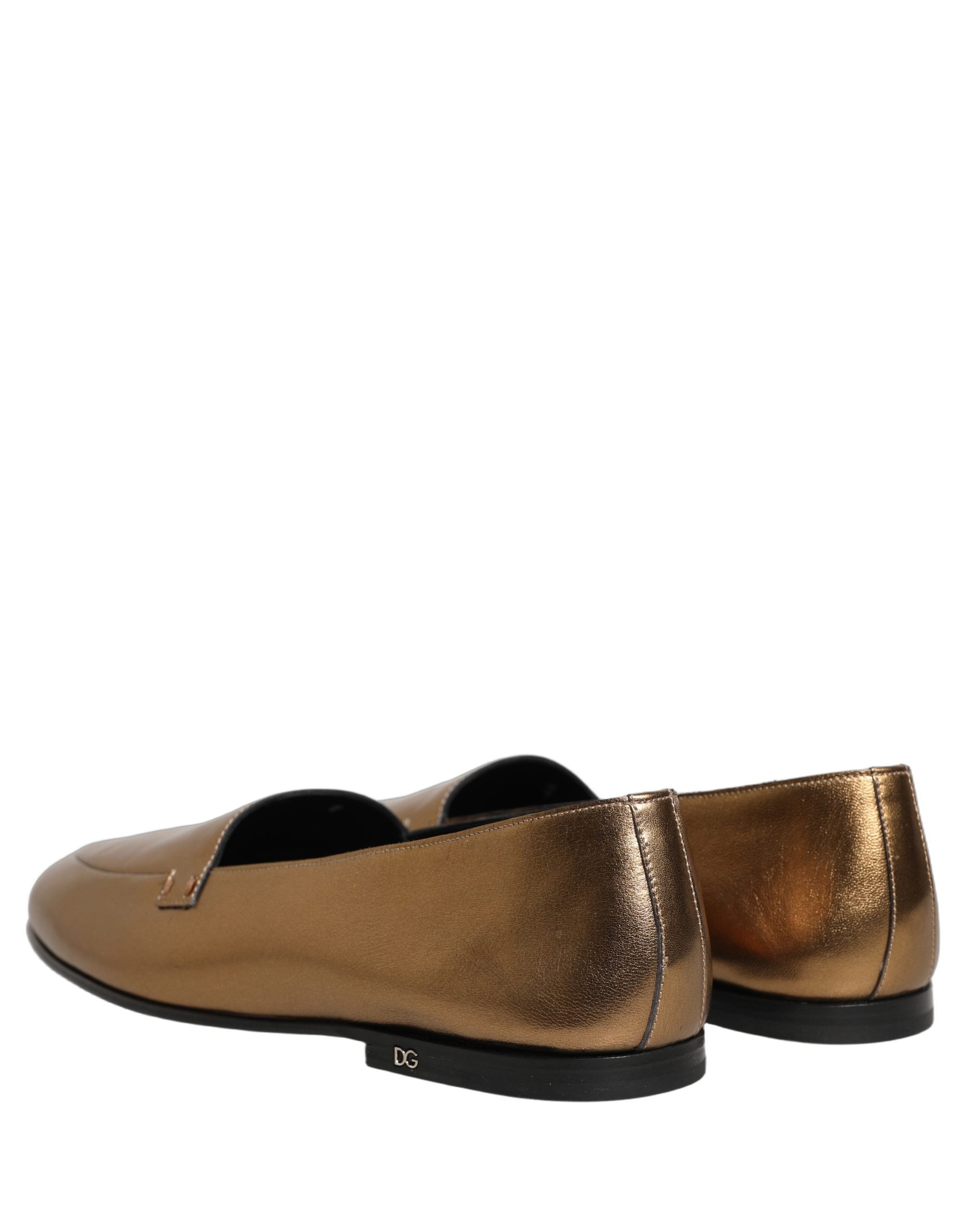 Dolce & Gabbana Goldfarbene Leder DG Logo Slipper Loafer für Herren