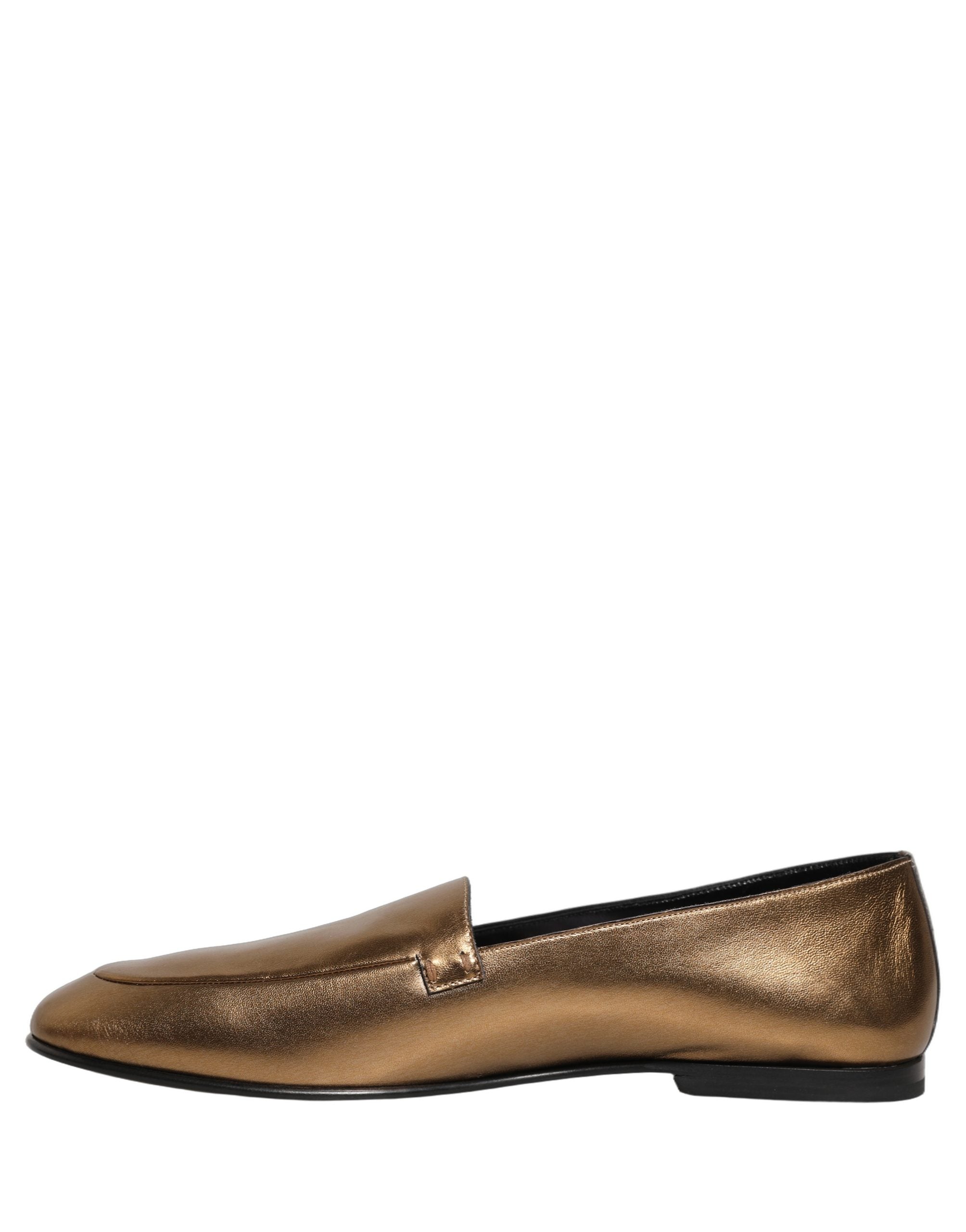 Dolce & Gabbana Goldfarbene Leder DG Logo Slipper Loafer für Herren