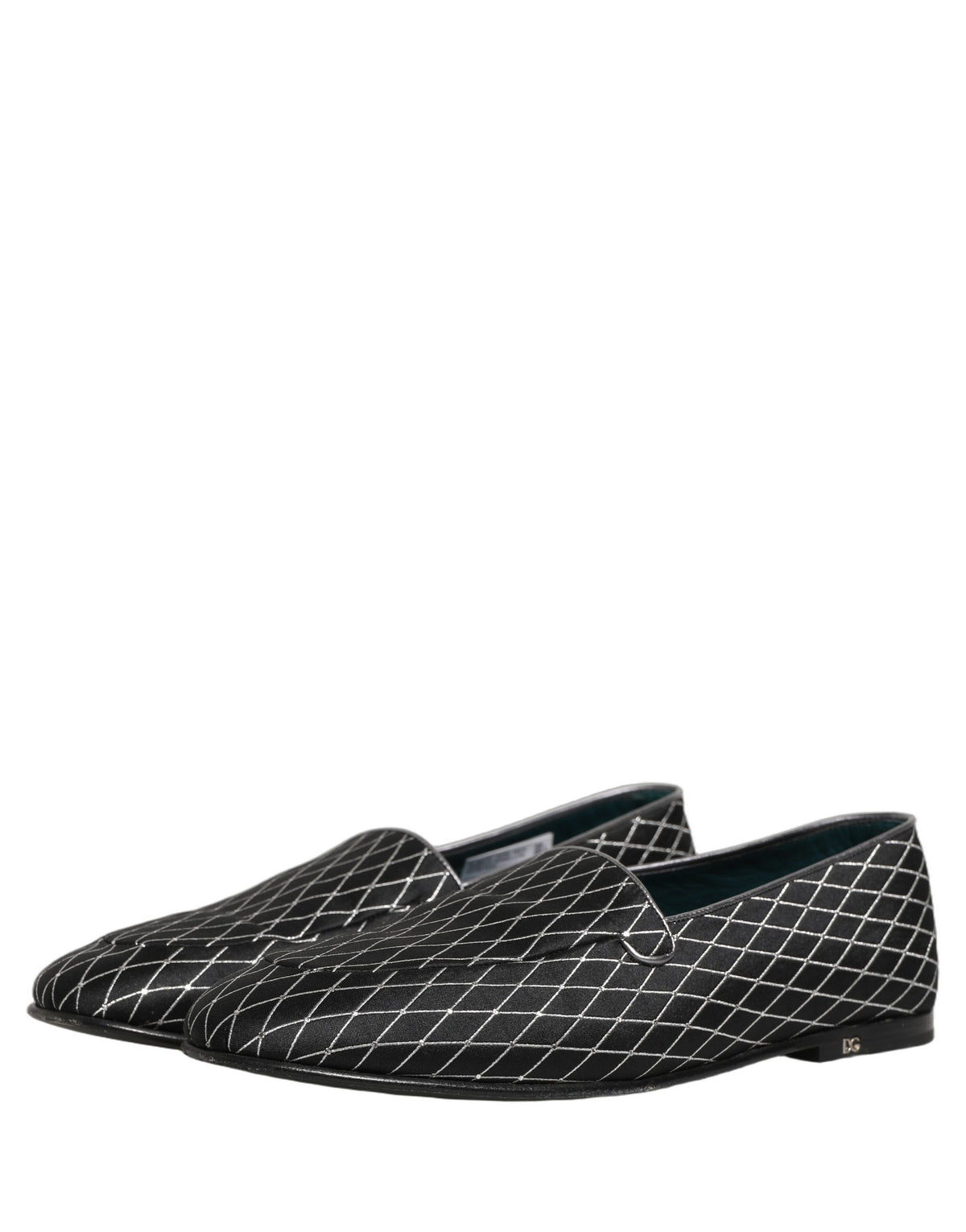 Dolce & Gabbana Schwarze Loafer aus Samt mit Rautensteppung