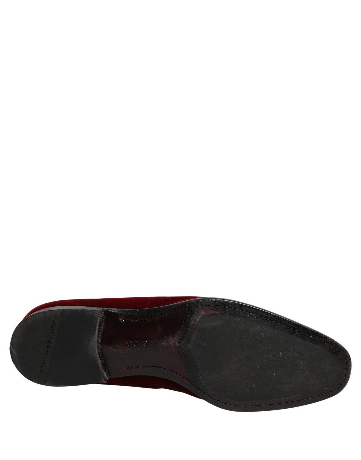 Dolce & Gabbana Bordeauxrote Wildleder-Slipper mit Kreuz-Applikation
