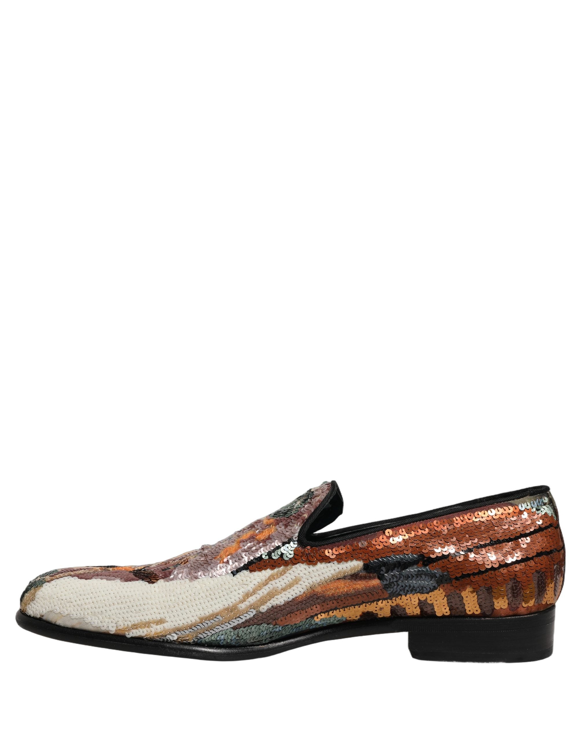 Dolce & Gabbana Multicolor bestickte Loafer mit Pailletten