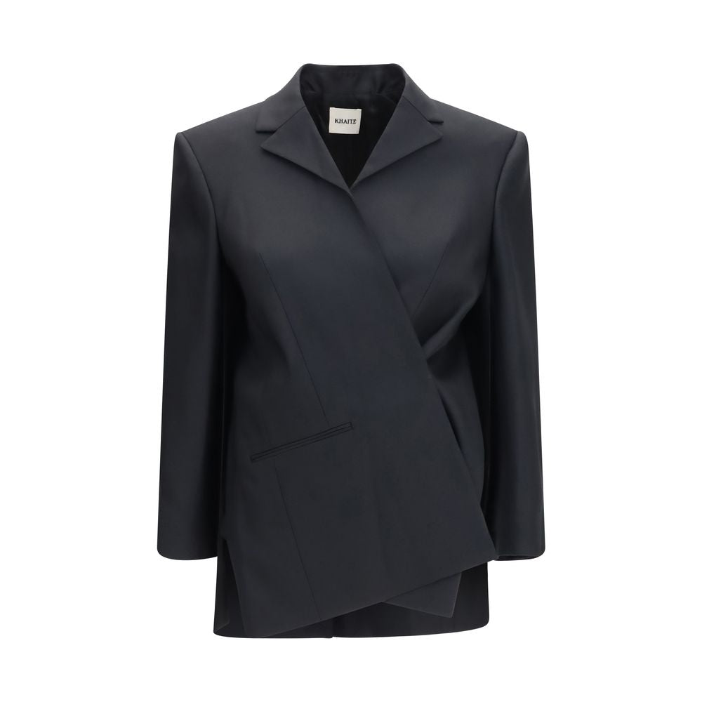 Khaite Schwarze Oves Aries Wolljacke in voller Länge
