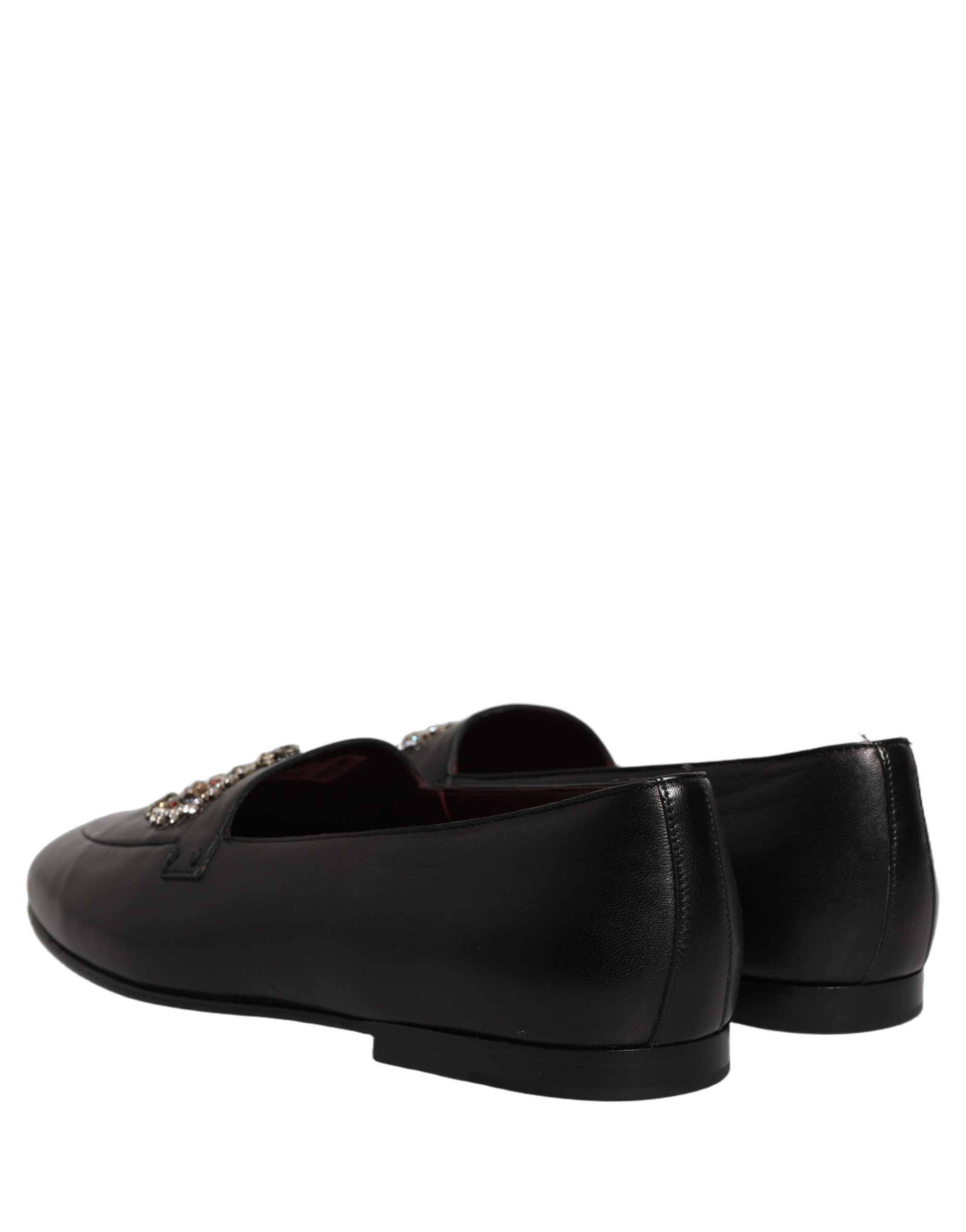Dolce & Gabbana Schwarze Loafer aus Leder mit Kronenverzierung
