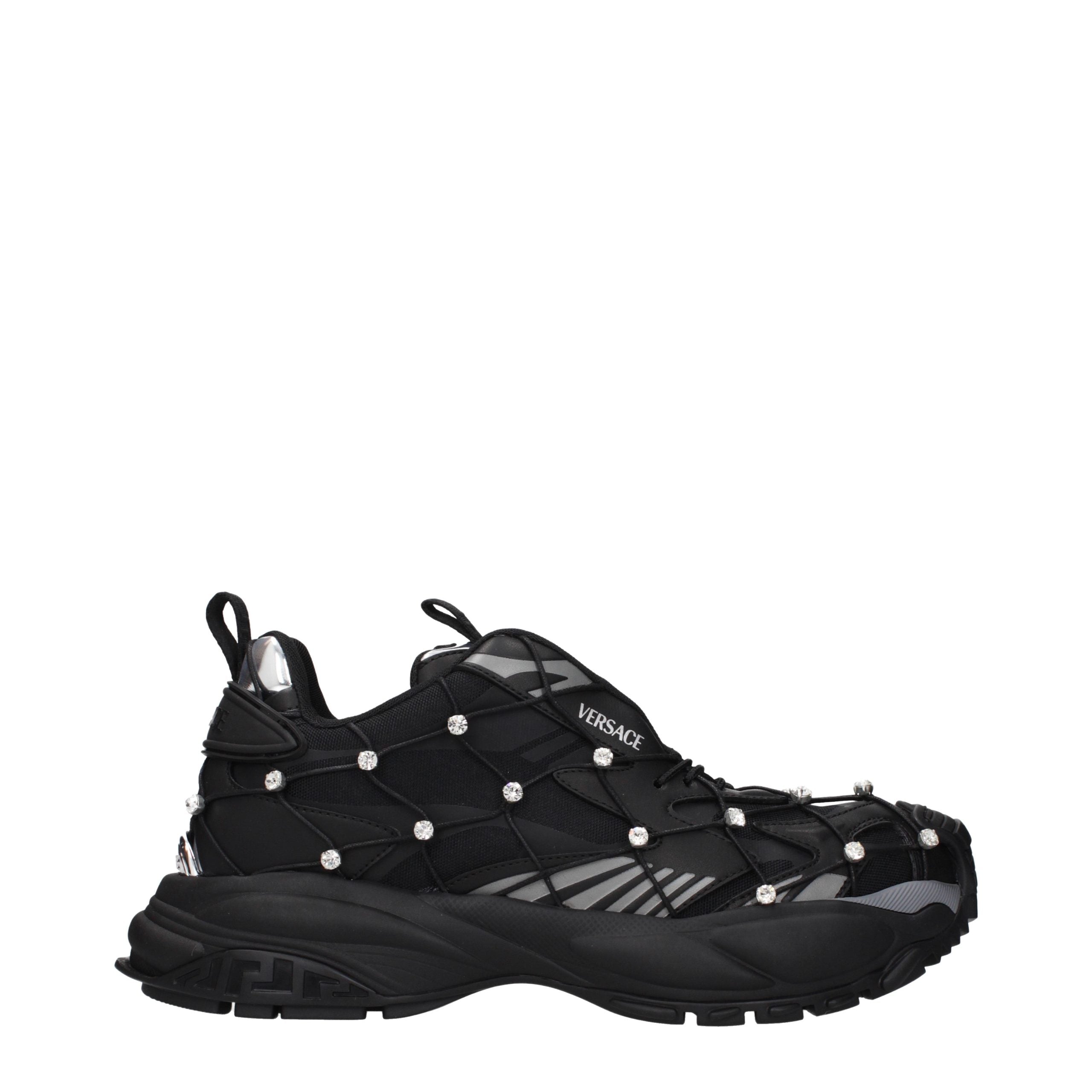 Versace Schwarze Low-Top-Sneaker aus Stoff