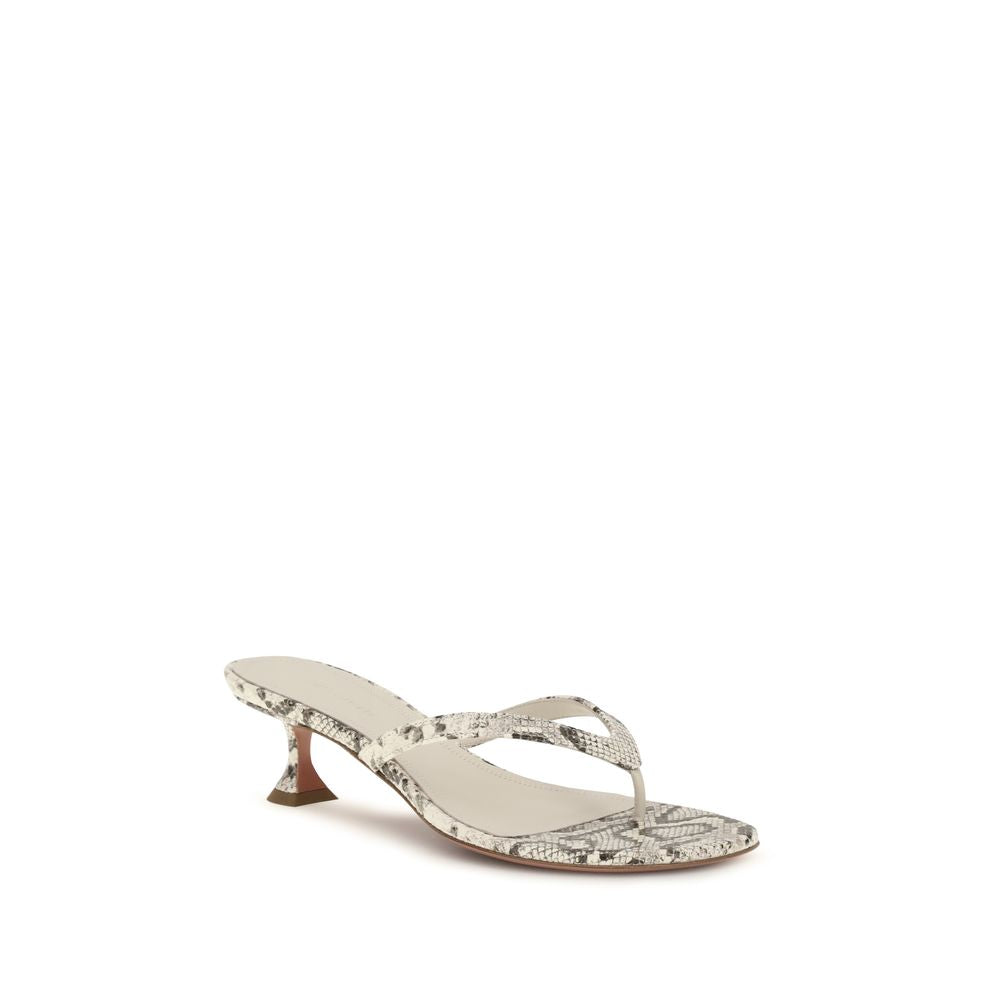 Amina Muaddi Graue Bos Taurus Kalbsleder-Sandalen