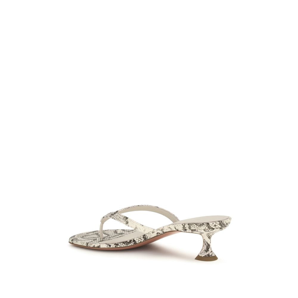 Amina Muaddi Graue Bos Taurus Kalbsleder-Sandalen