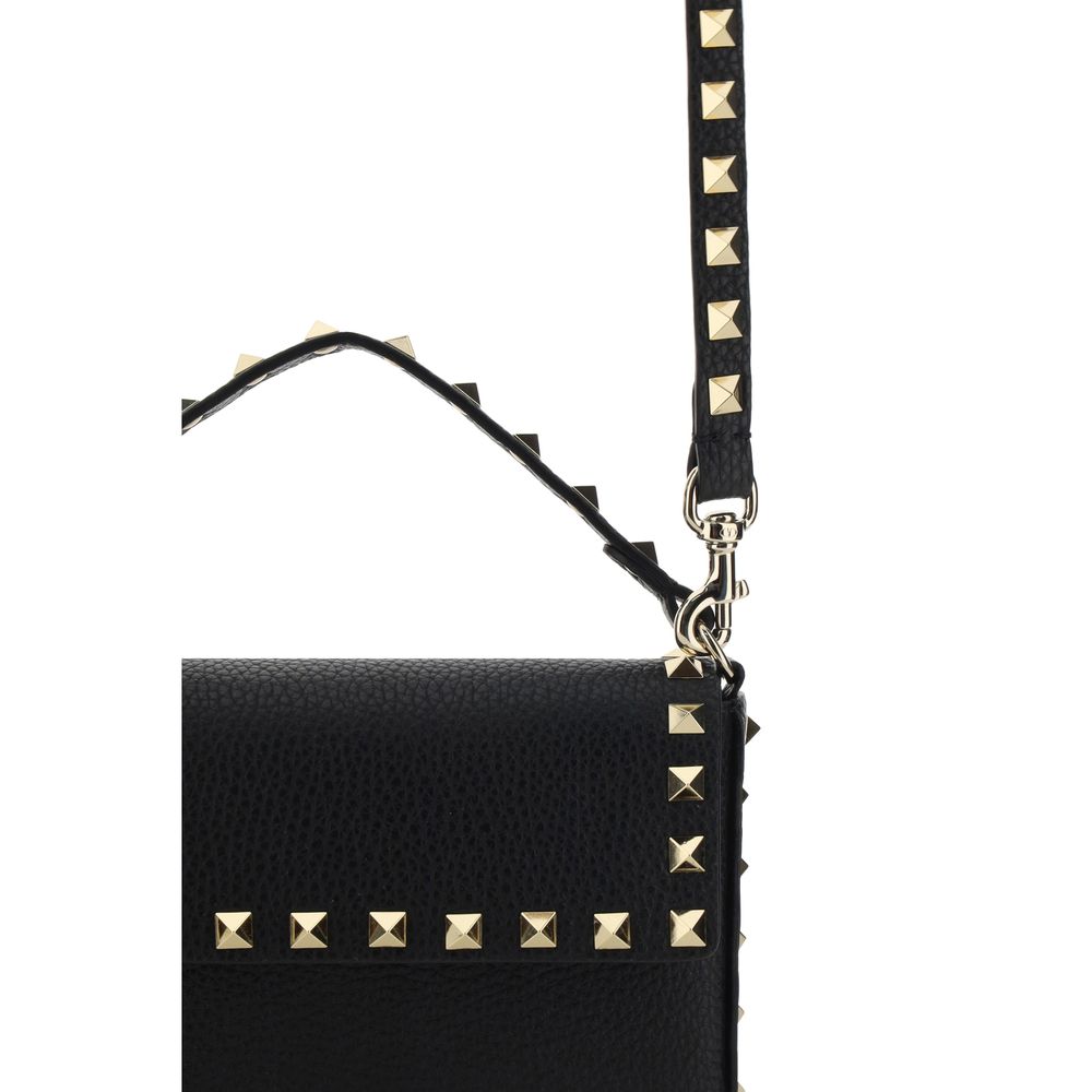 Valentino Garavani Schwarze Bos Taurus Kalbsleder Schultertasche