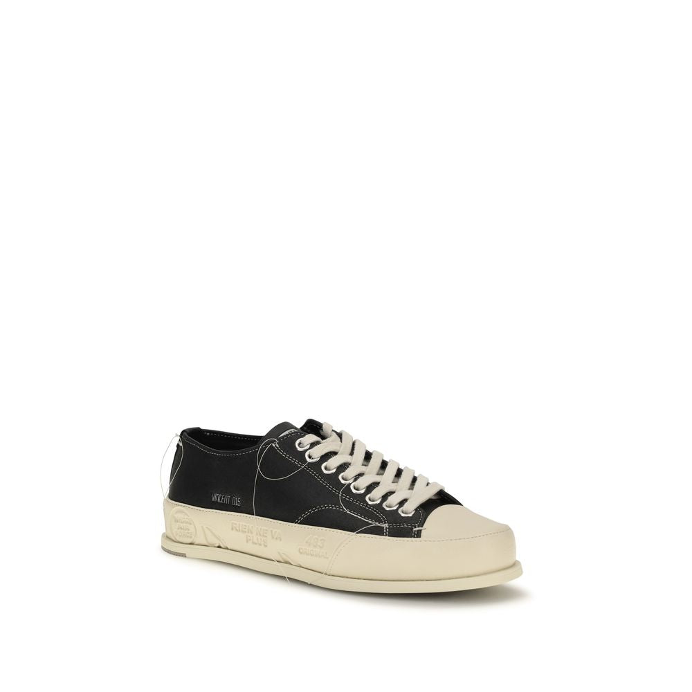 Premiata Schwarze Bos Taurus Kalbsleder Low-Top-Sneaker
