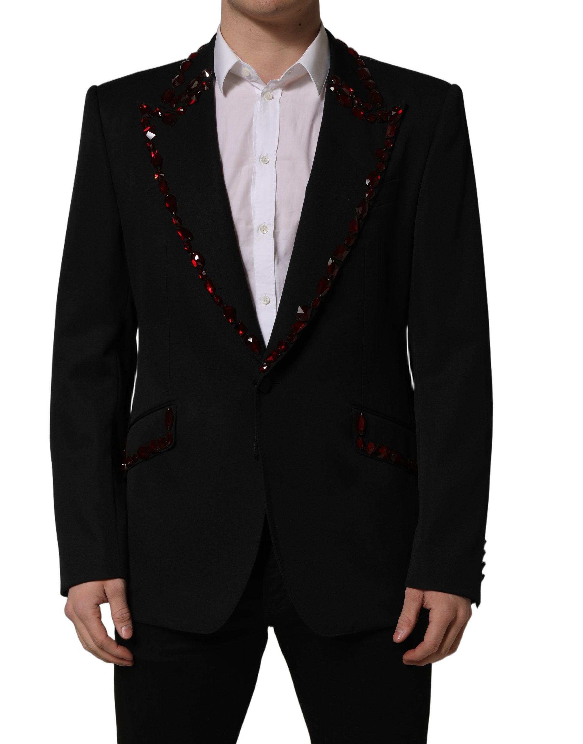 Dolce & Gabbana Schwarzer Blazer mit Kristallverzierungen