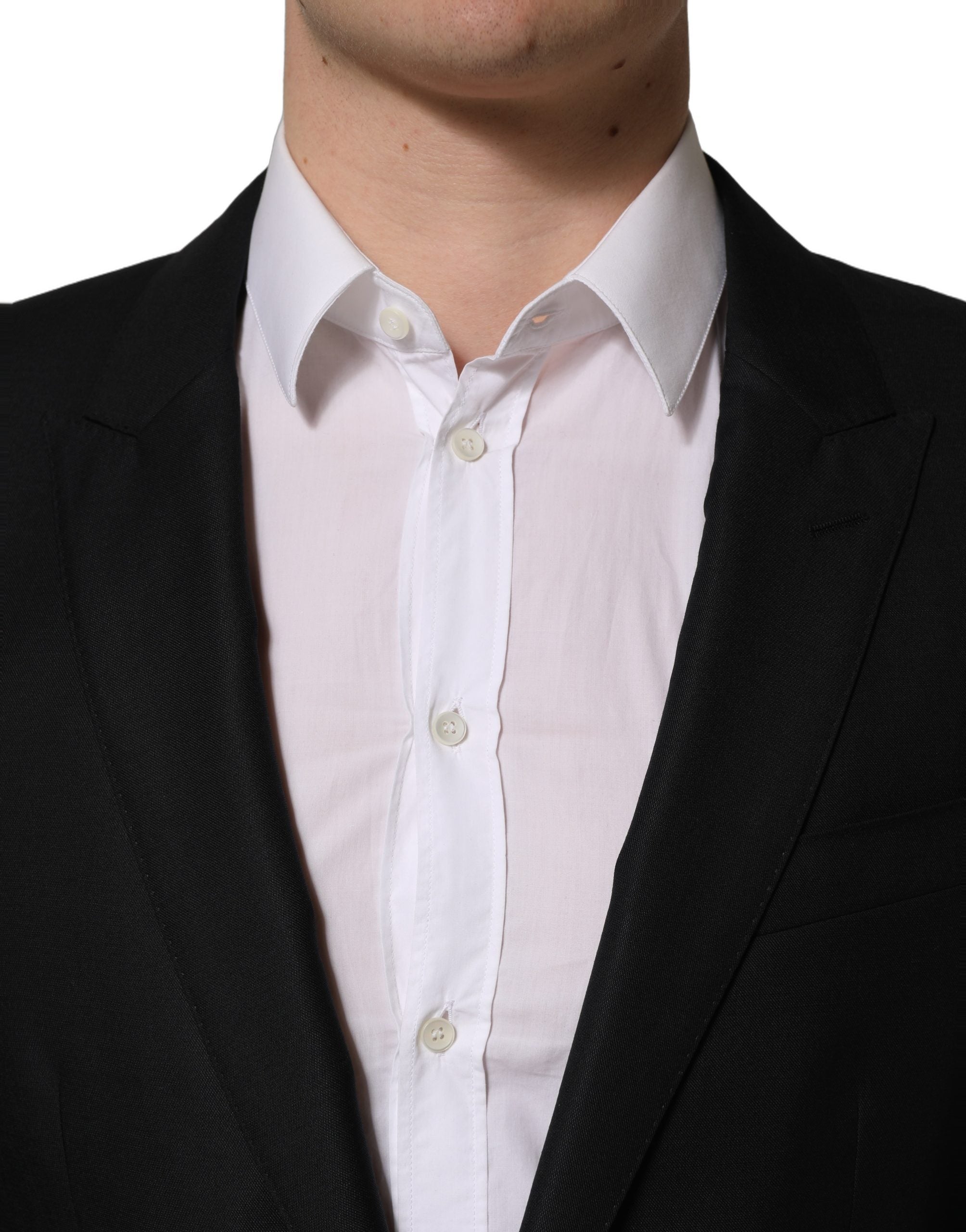 Dolce & Gabbana Schwarzer einreihiger Herren-Blazer aus Wolle