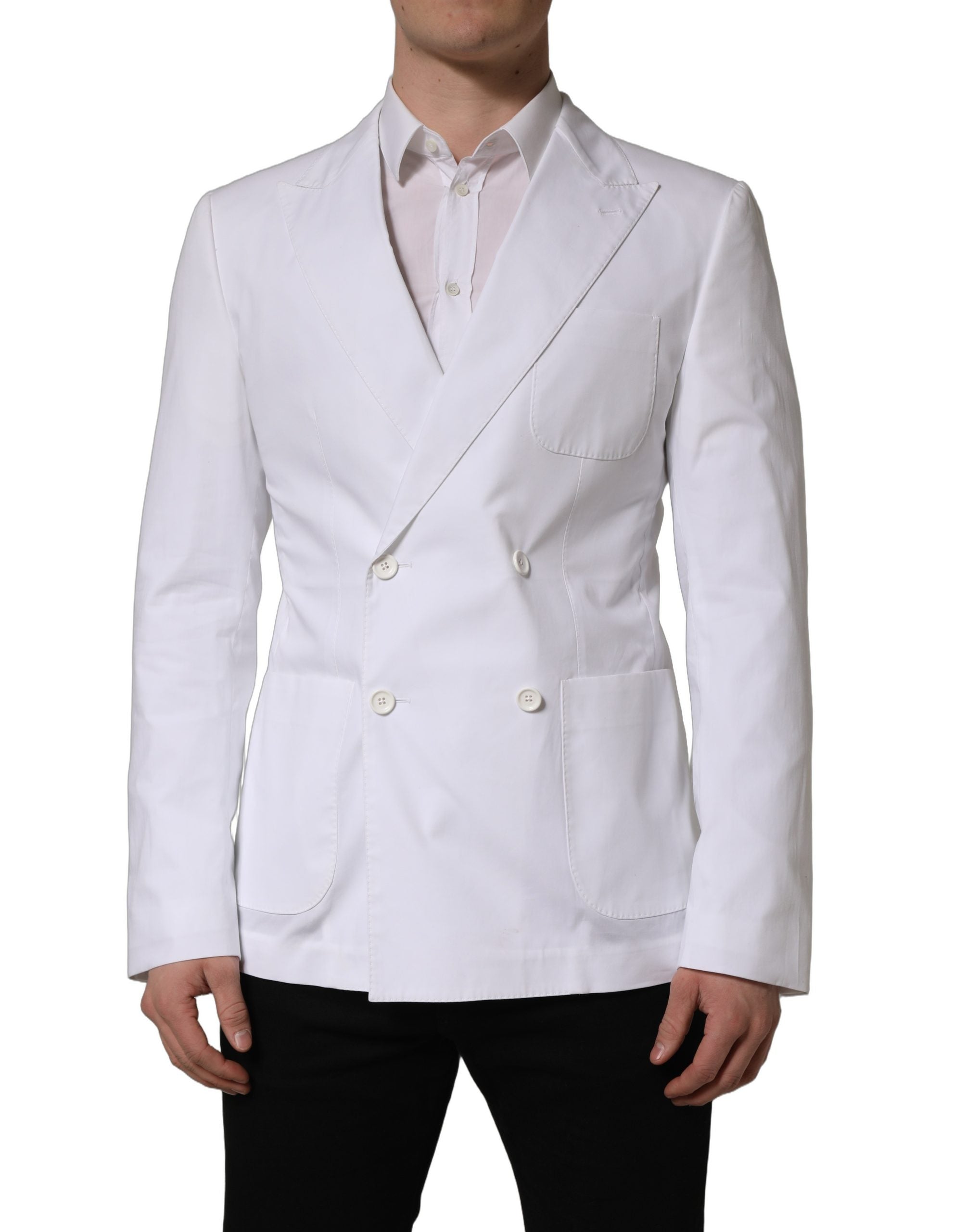 Dolce & Gabbana Weißer Baumwoll-Blazer im Double-Breasted-Stil