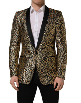 Dolce & Gabbana Gold Leopard Einreiher Herrenmantel Jacke