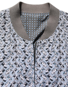 Dolce & Gabbana Hellblaue Bomberjacke aus Baumwolle mit Auto-Print