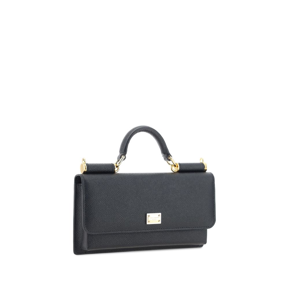 Dolce & Gabbana Schwarze Bos Taurus Kalbsleder Schultertasche
