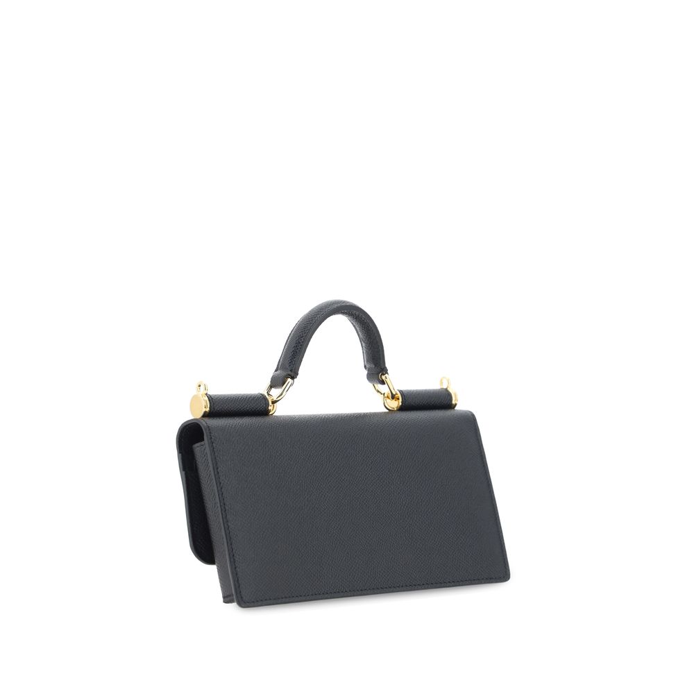 Dolce & Gabbana Schwarze Bos Taurus Kalbsleder Schultertasche