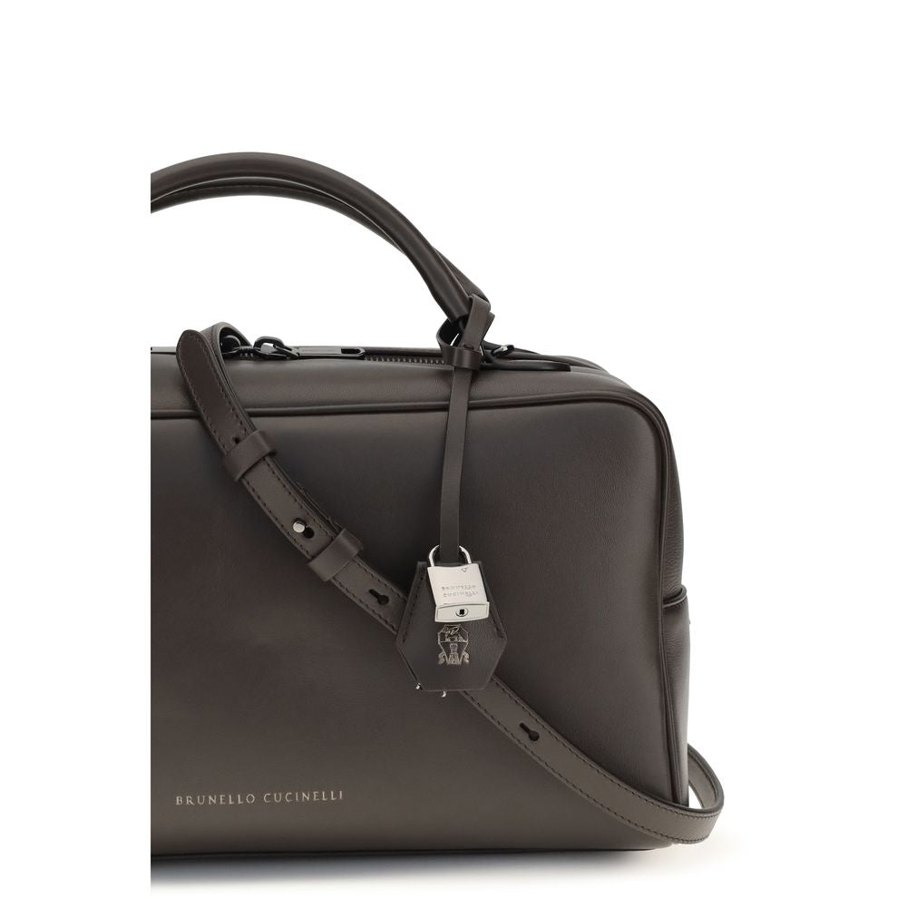 Brunello Cucinelli Braune Kalbsleder Bos Taurus Schultertasche