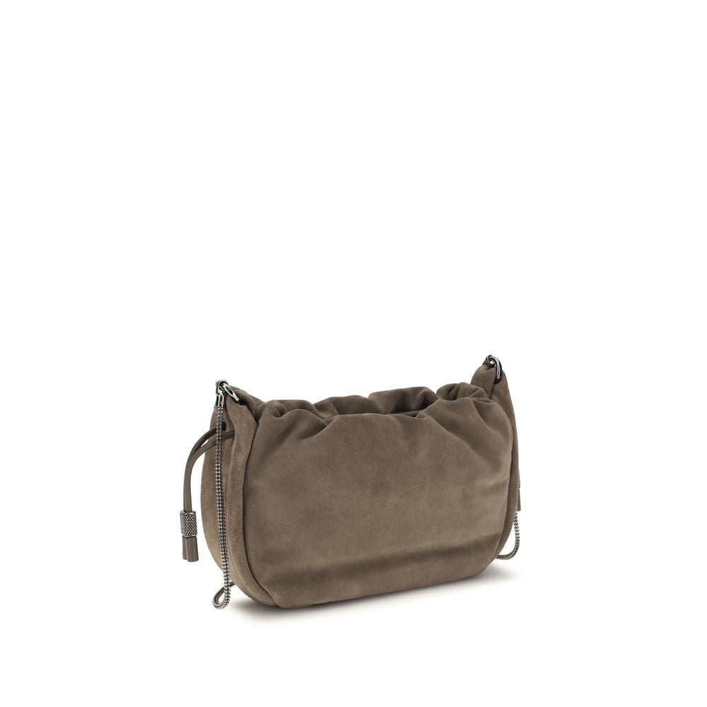 Brunello Cucinelli Braune Kalbsleder Bos Taurus Schultertasche