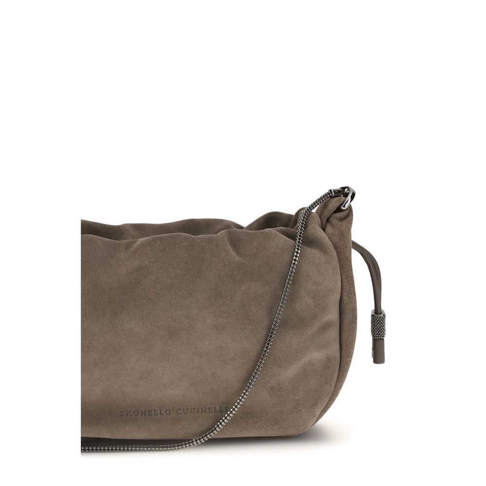Brunello Cucinelli Braune Kalbsleder Bos Taurus Schultertasche