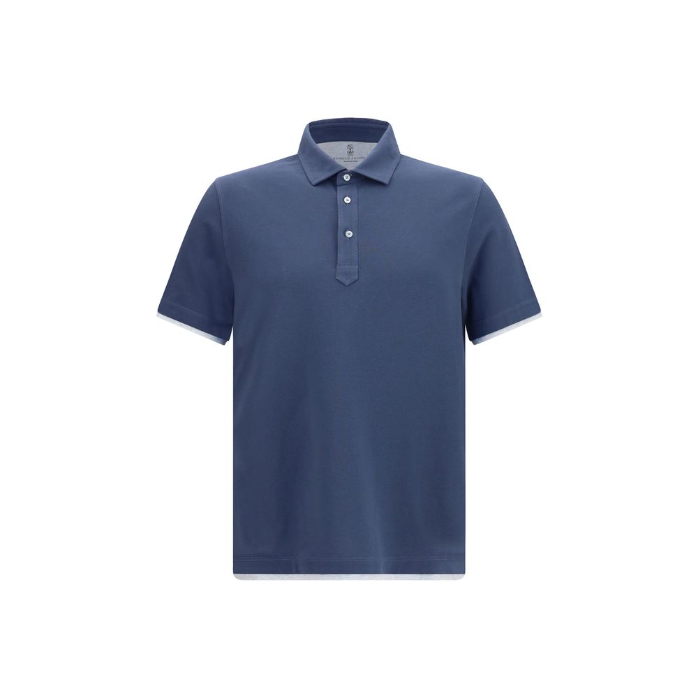 Brunello Cucinelli Blaues Baumwoll-Polohemd