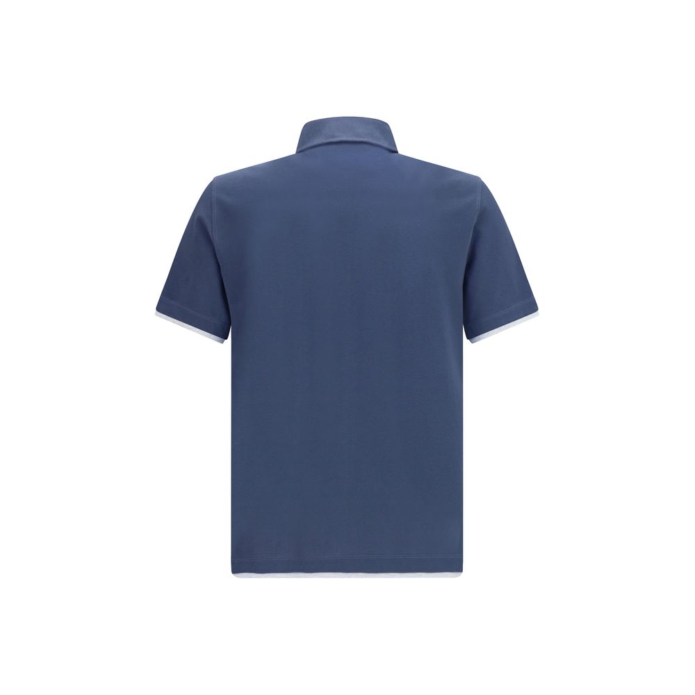 Brunello Cucinelli Blaues Baumwoll-Polohemd